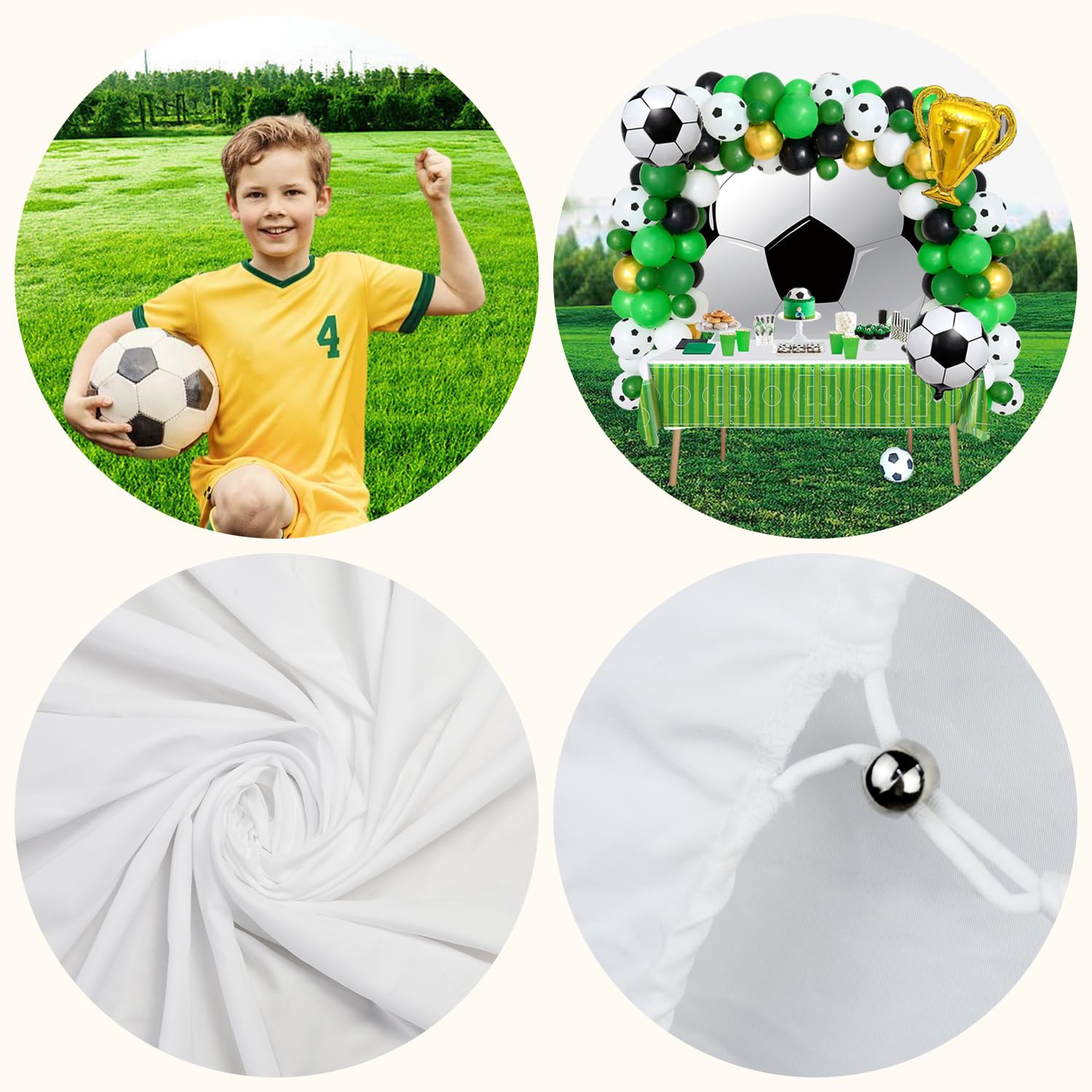 Dorcev Diameter 6.5Ft Soccer Photo Round Backdrop Cover Black White Sports Football For Kis Boy Man Birthday Party Circle Photog