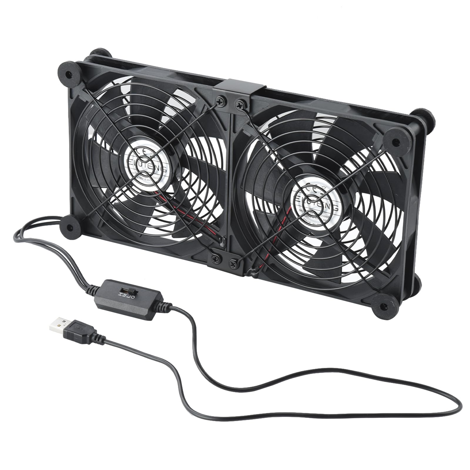 Eluteng Dual Ac Usb Computer Fan 140Mm Usb Fans For Cooling 3 Speed Control 12V Computer Fan With Ac Plug For Laptop Receiver Dv
