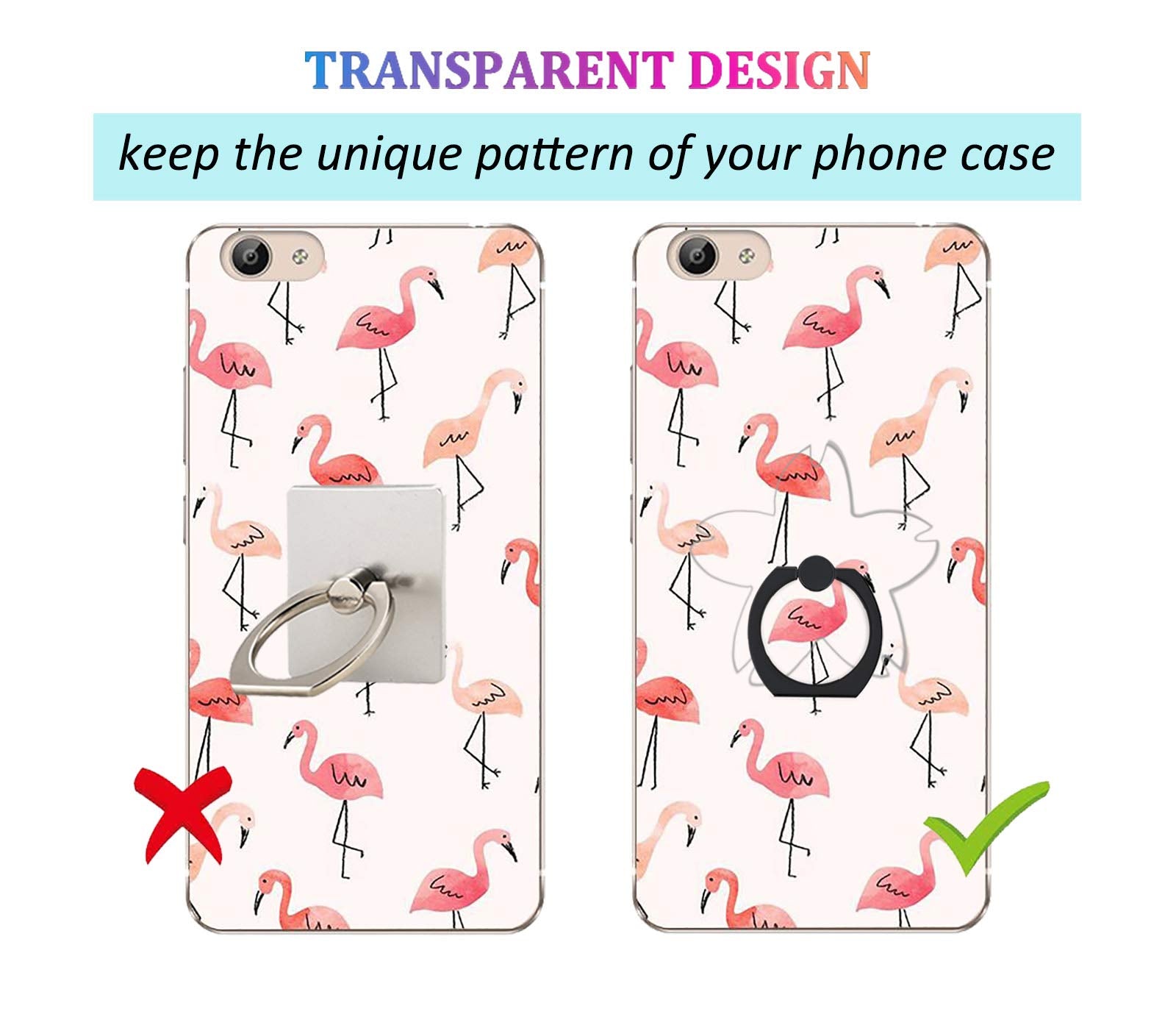 Lenoup Transparent Oriental Cherry Cell Phone Ring Holder Kickstand,360 Rotation Clear Cherry Blossom Cell Phone Finger Ring Gri