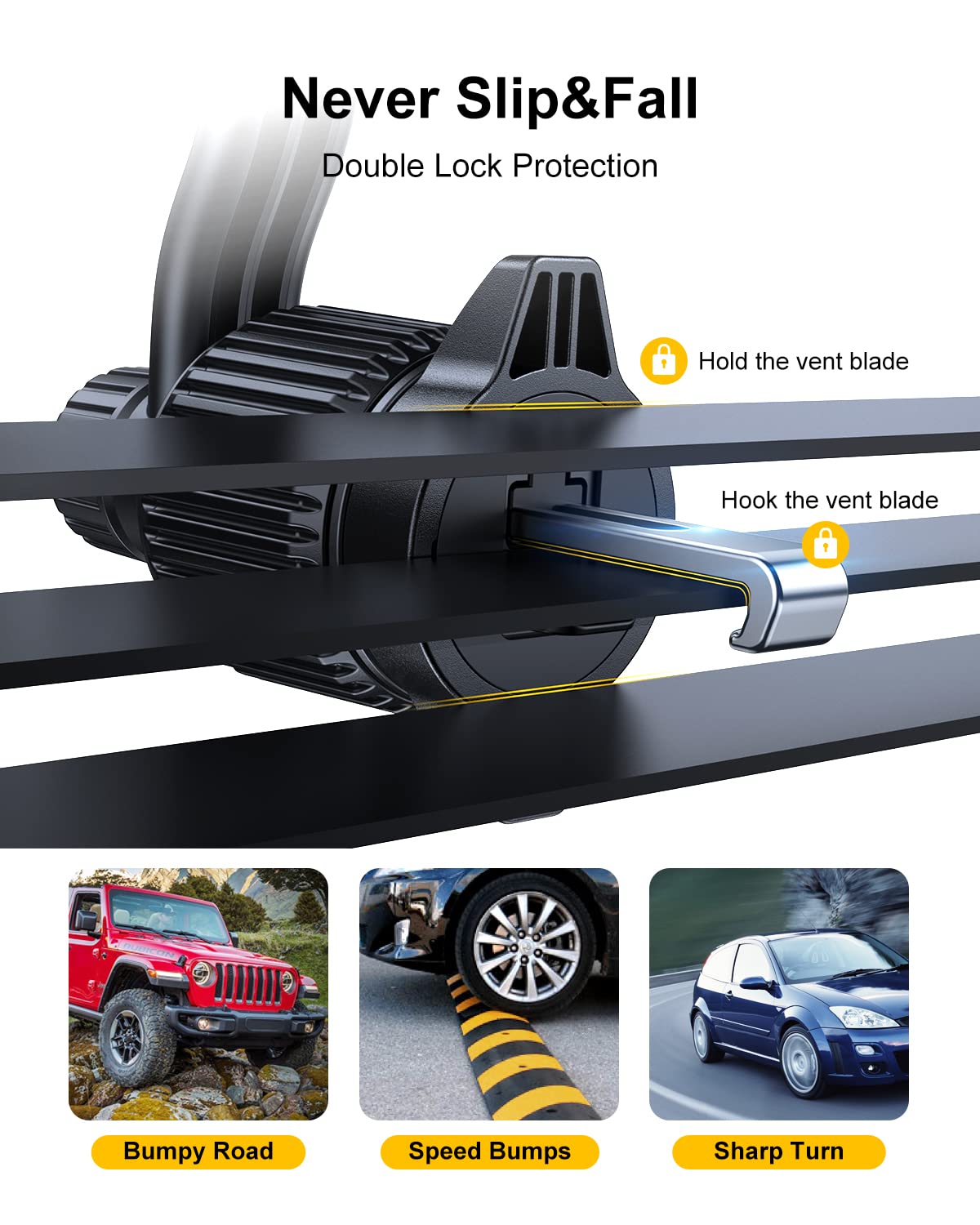 Rorhxia Purple Car Vent Phone Mount, [Never Blocking Vent, Enjoy The Comfort Of The A/C] Hands Free Universal Extension Clip Air