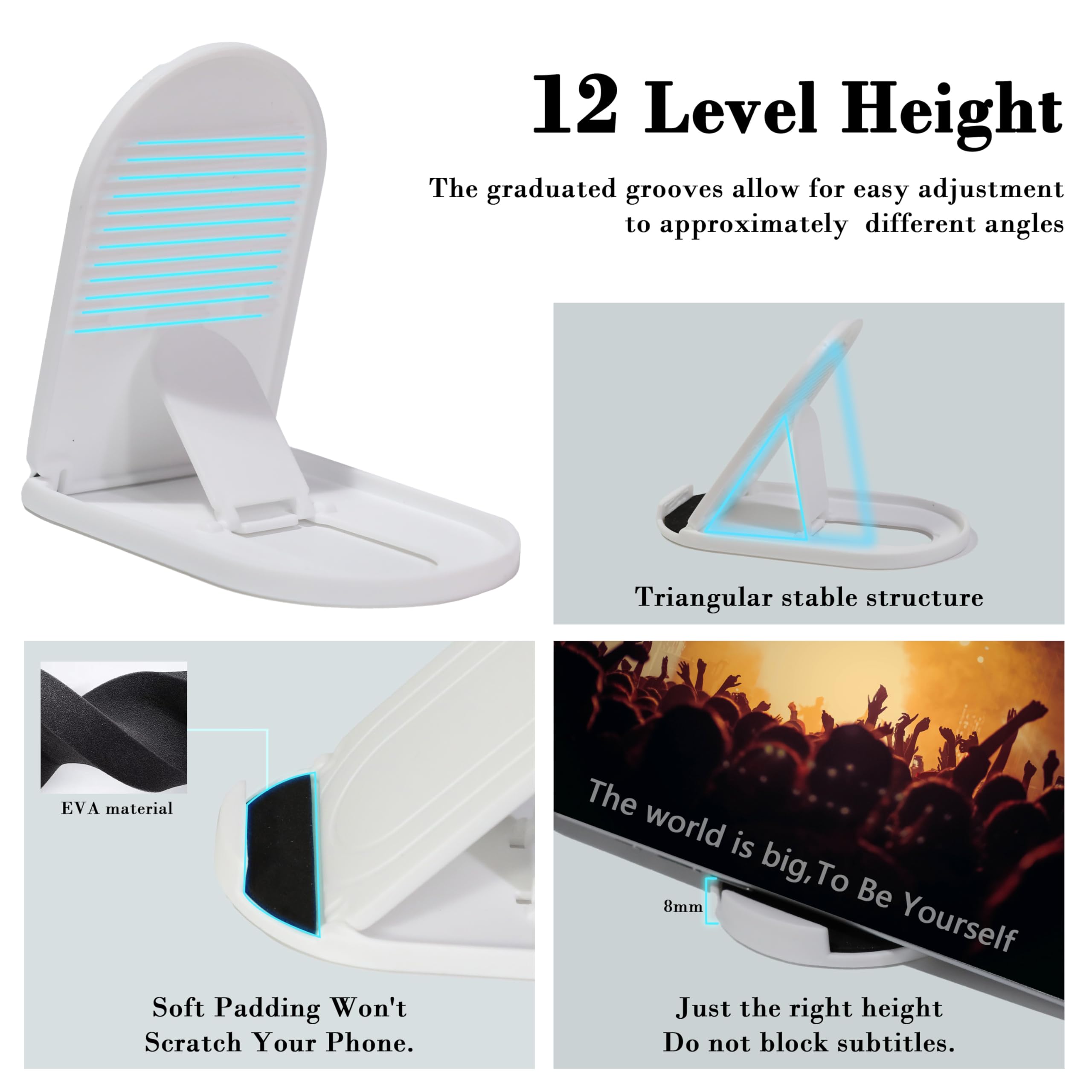 Hzzadzxw 2 Pack Portable Cell Phone Stand Holder For Desk, Foldable Pocket-Sized Mount, Adjustable Multi Angle Stand For Iphone