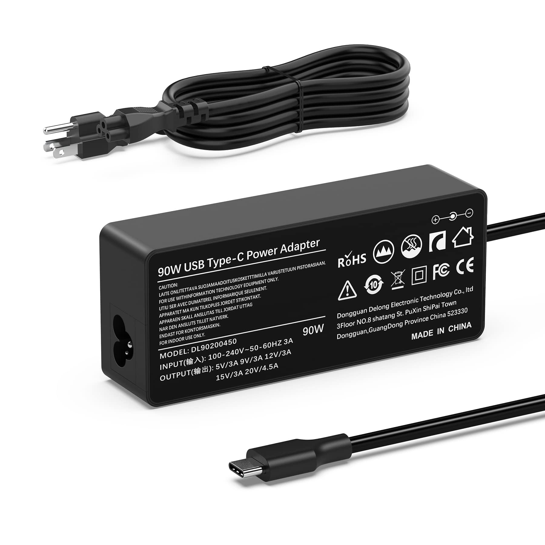 90W 65W Usb C Laptop Charger For Hp Spectre X360, Dell Xps 13 Precision 3540, Lenovo Ideapad Series With Dc Usb C Fast Charging Adapter Power Supply Cord