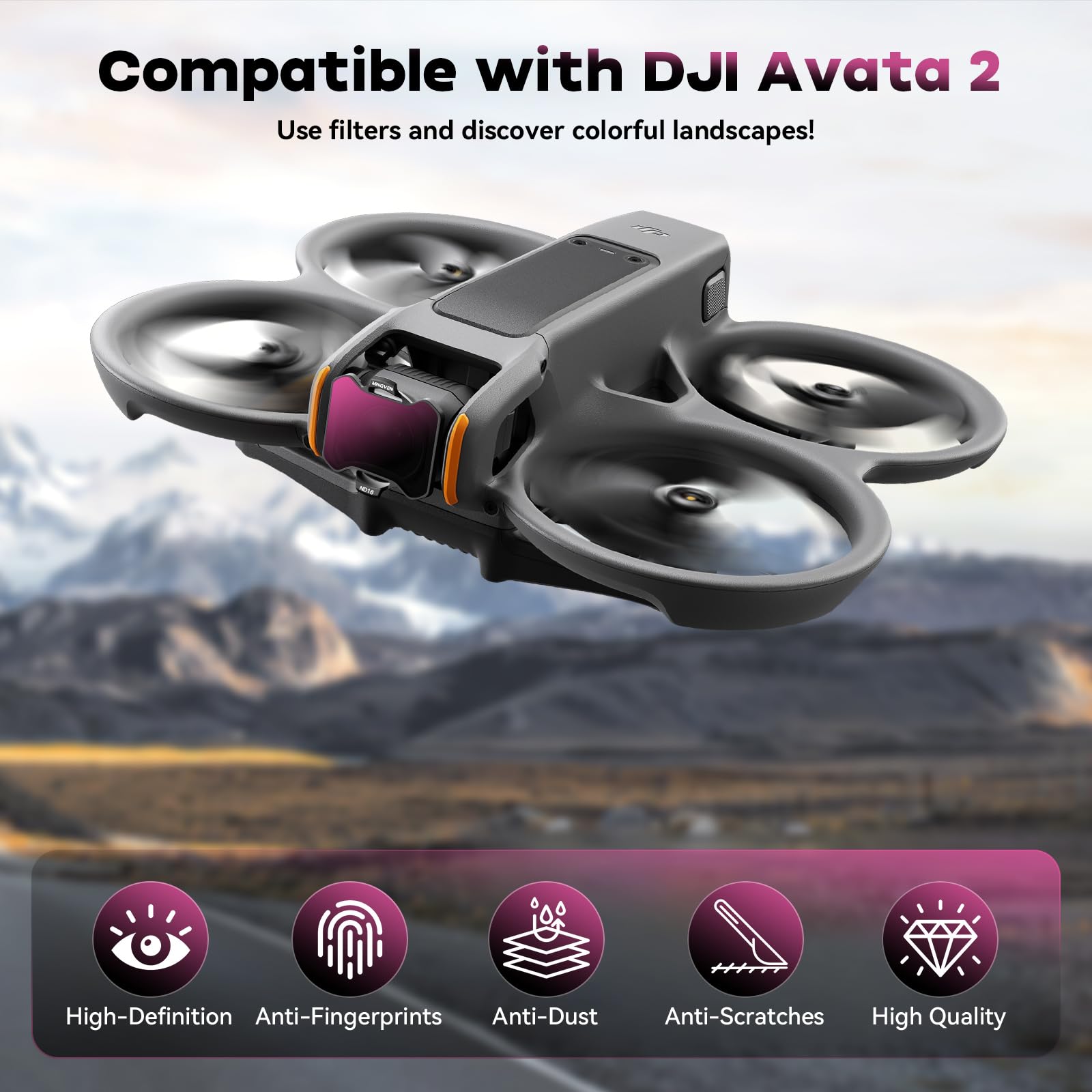 Mingven Avata 2 Nd Filters, Uv + Cpl + Nd Filters Set Camera Lens For Dji Avata 2 Drone Accessories   6 Pack (Cpl, Uv, Nd8, Nd16