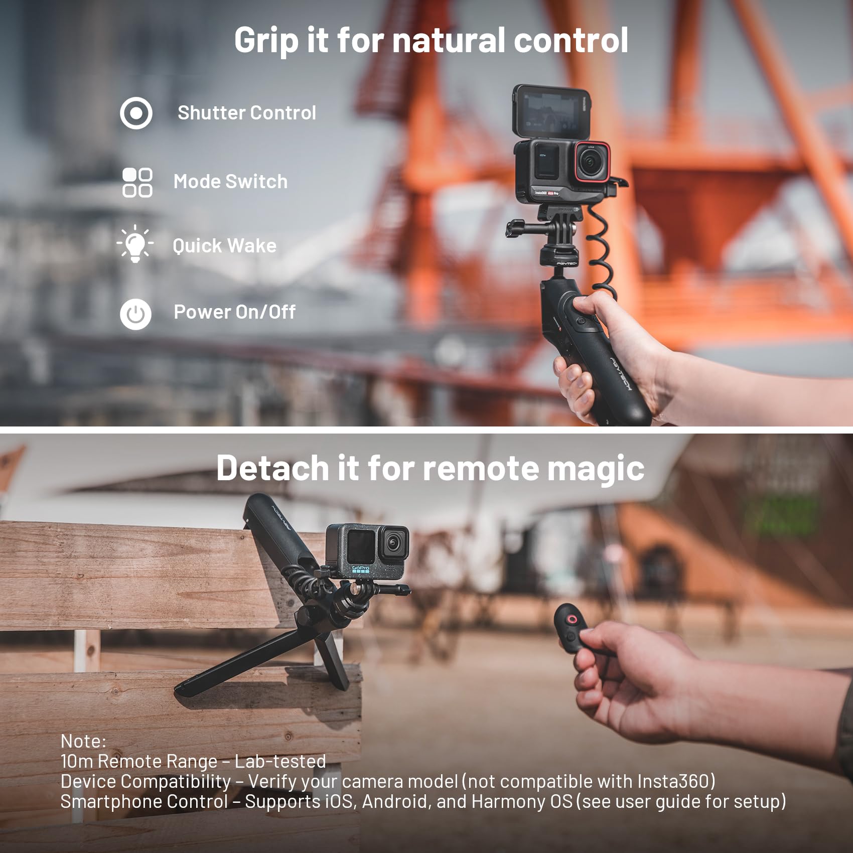 Pgytech Caplock Mantispod Power For Gopro, Charging Handle Grip Mount With Remote Control, 5000Mah Battery Power Selfie Stick, V