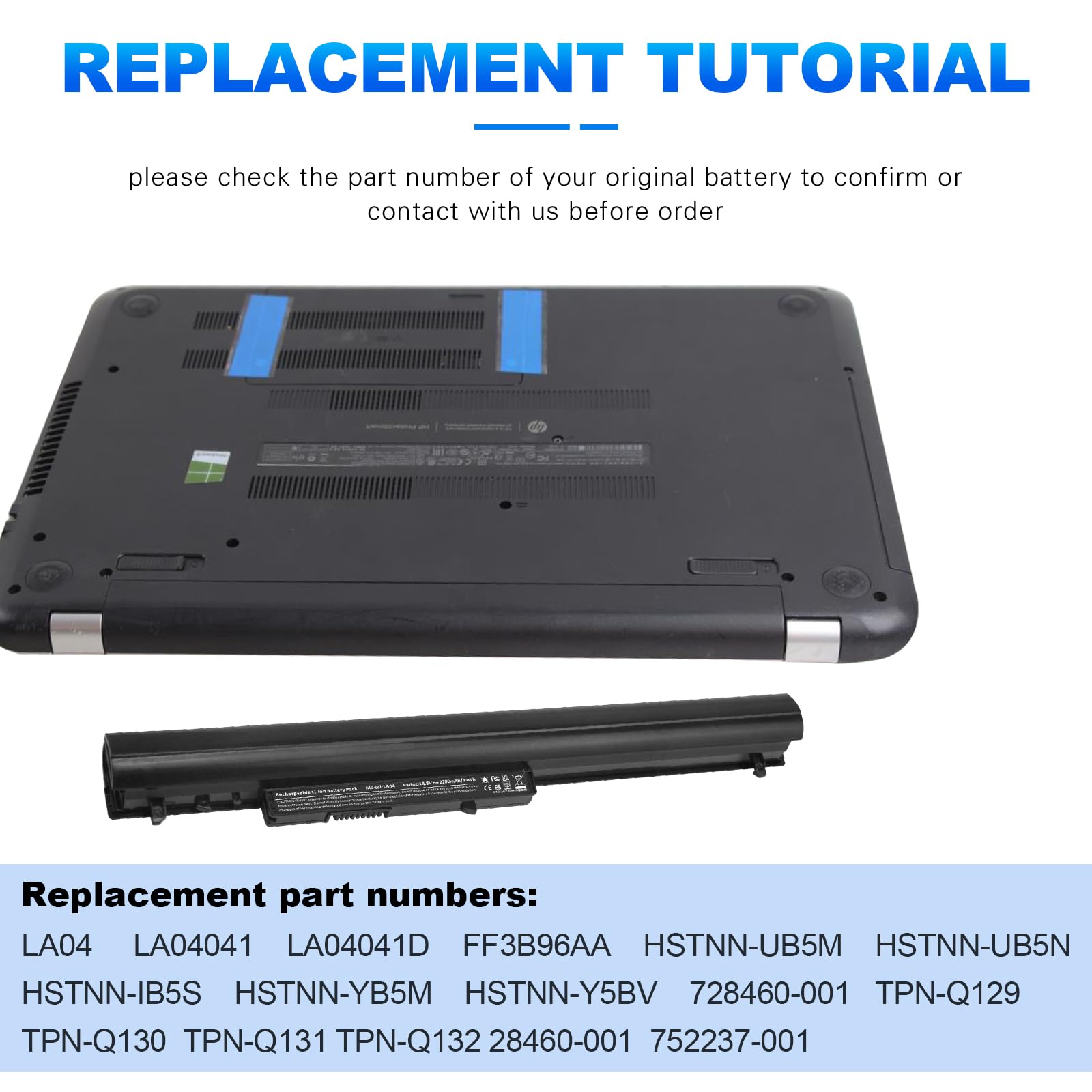 Tree.Nb Laptop/Notebook Battery Replacement For Hp La04 776622-001 728460-001 Tpn-Q130 752237-001 Tpn-Q132 Tpn-Q129 La04Df Hstnn