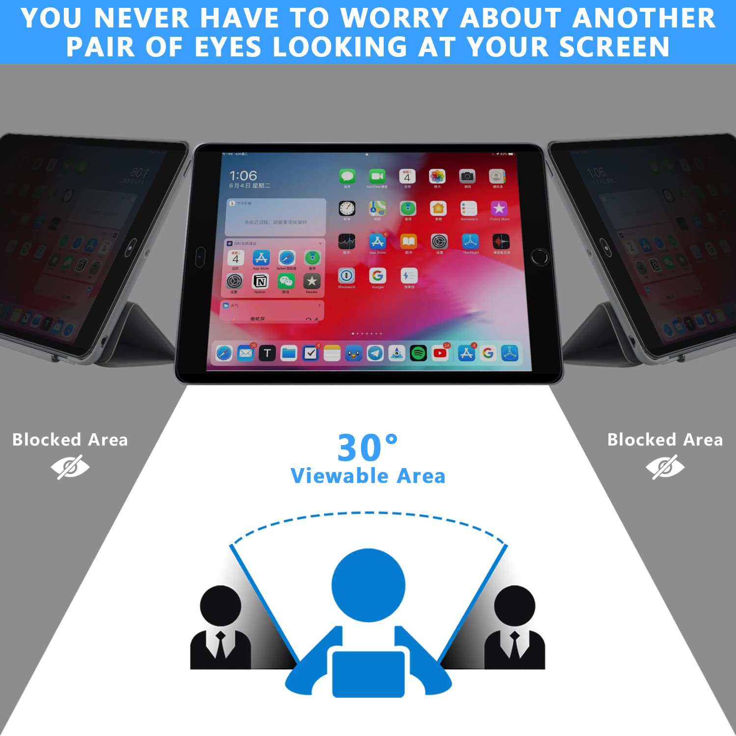 Magnetic Ipad 10.2 Privacy Screen Protector For Apple Ipad 10.2'' 9Th/8Th/7Th Generation, Removable&Reusable Anti Blue Light Gla