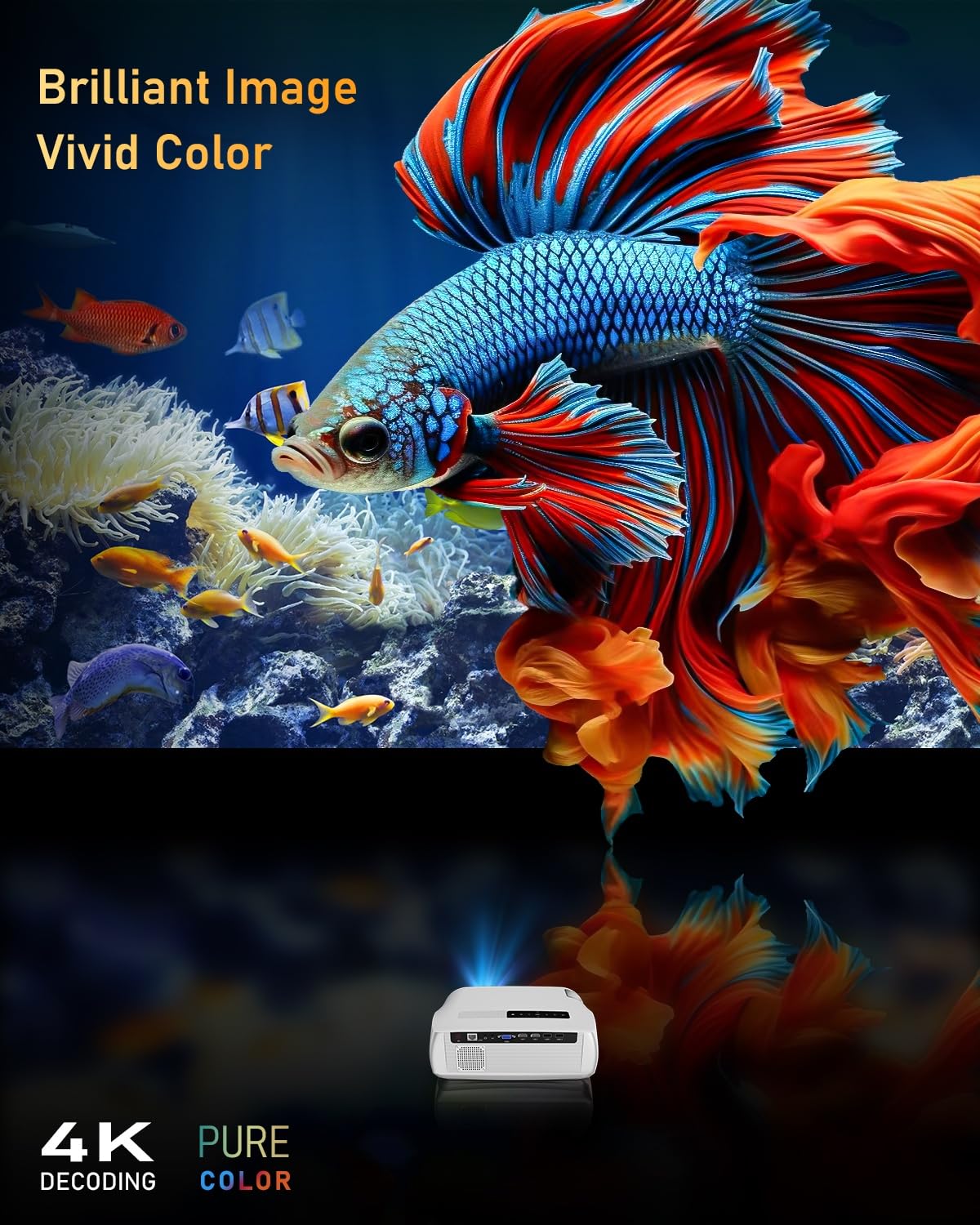 4K Ultra Hd Daytime Home Theater Projector High Bright 14300 Lumens Smart Movie Projector With Max 300'' Display, Hdr Daylight W