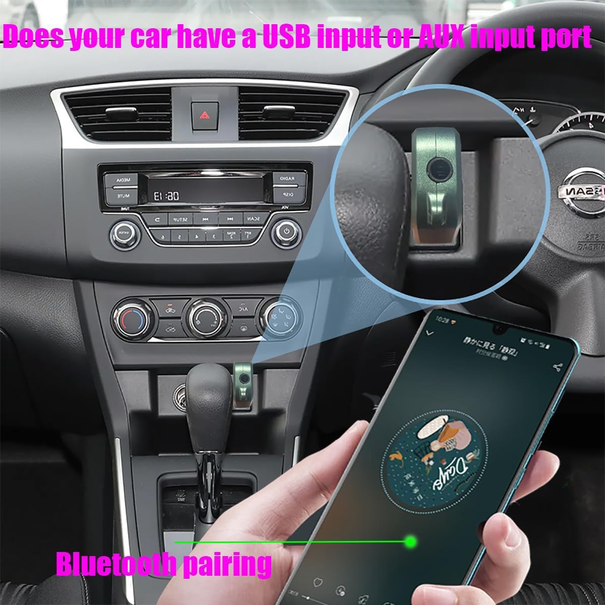 Bluetooth 5.3 Car Adapter With Mics And Noise Cancellation, Usb Aux Bluetooth Car Kit With Plug And Play And Noise Filter For Hands Free Calls And Stereo Audio�