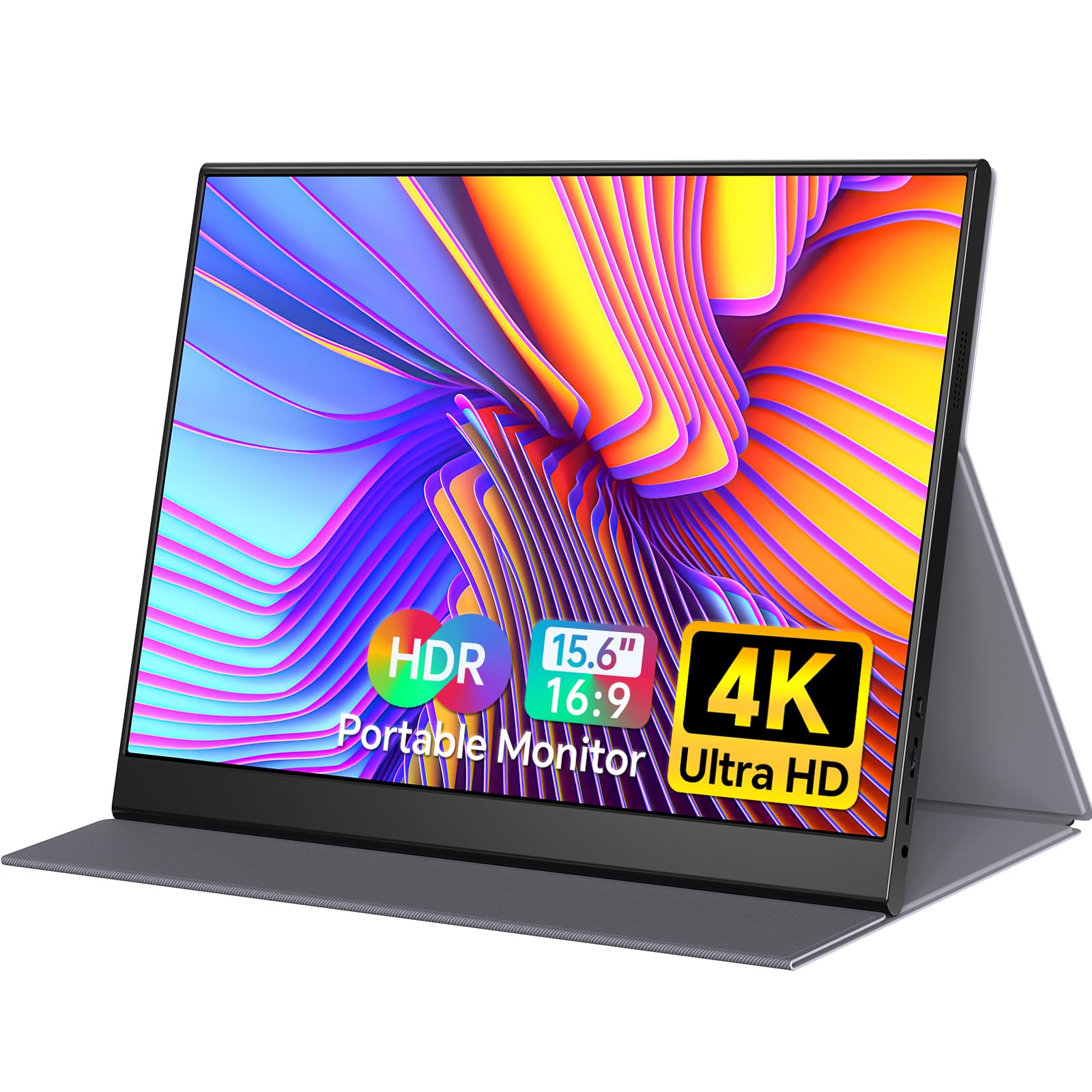 WGK True 4K Portable Monitor - 15.6inch UHD 3840  2160 100% sRGB USB-C HDMI External Second Monitor Portable IPS Screen Computer