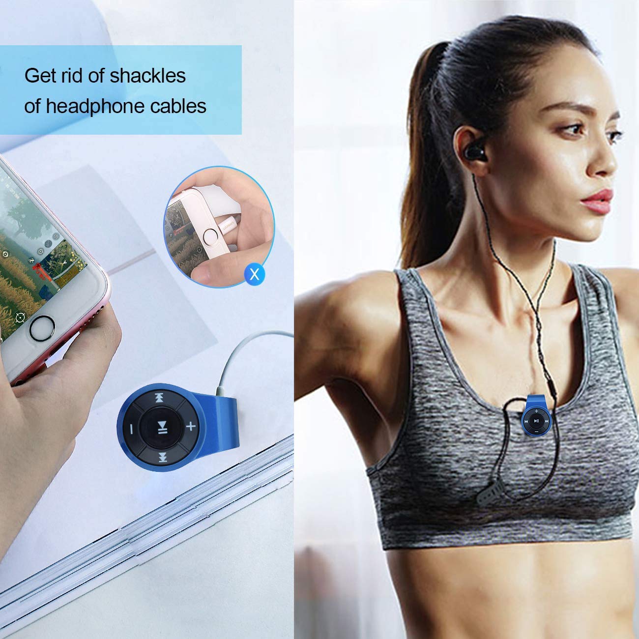 Bluetooth Receiver, Bluebyte Clip Bluetooth 5.0 Audio Receiver For Headphones With Mic For Hands Free Calling And Music,Bluetoot