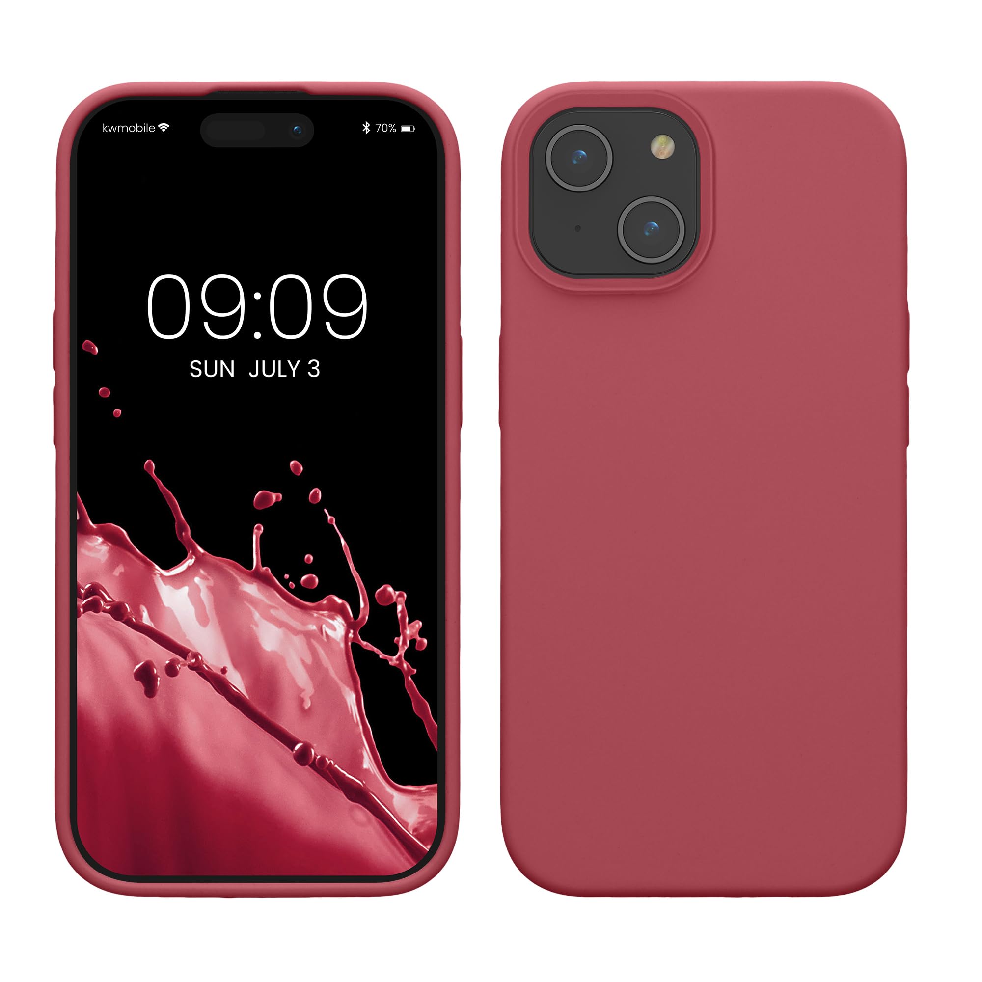 kwmobile Case Compatible with iPhone 15 Case - Slim Soft TPU Silicone Cover - Dark Rose