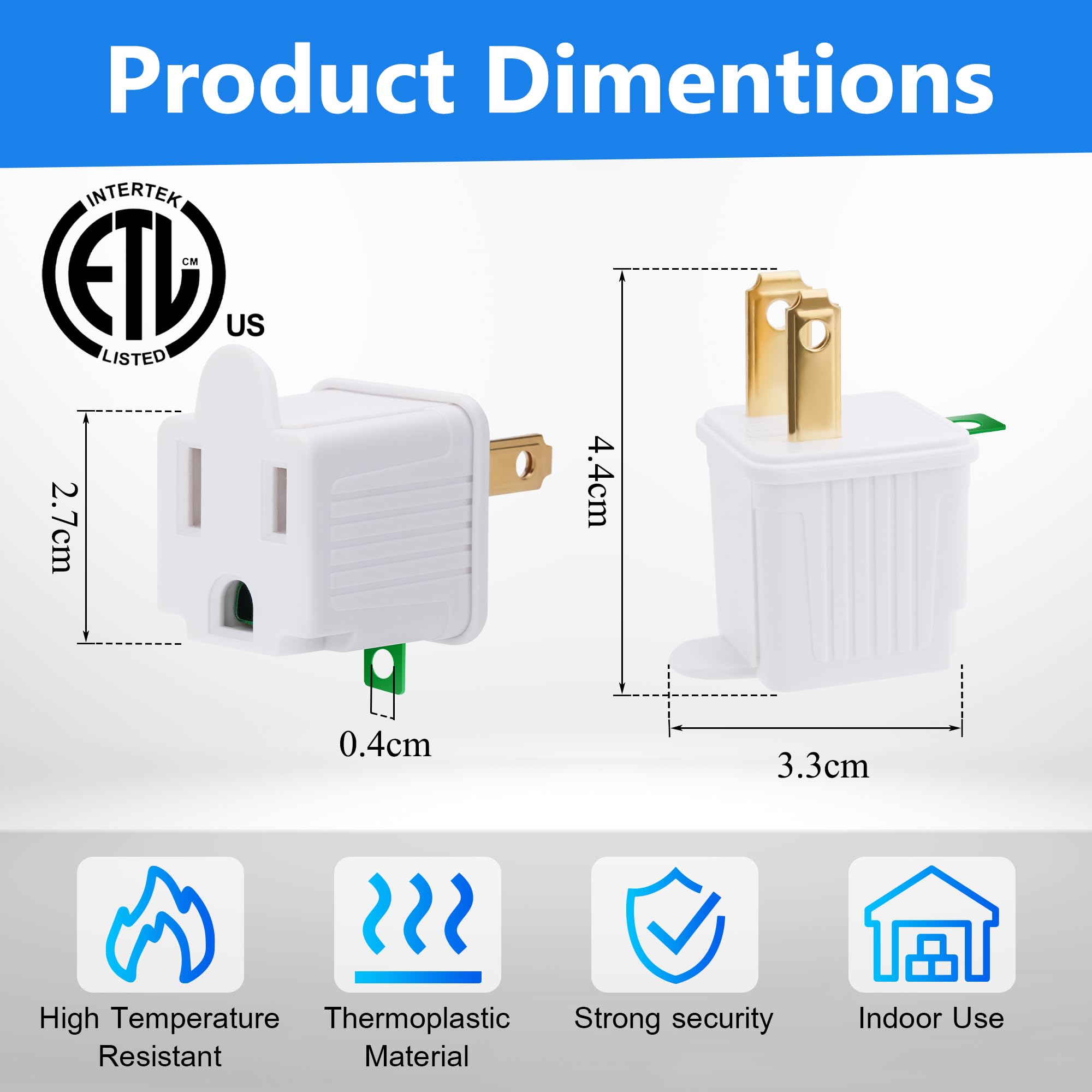 3 Prong To 2 Prong Outlet Adapter 5 Pack   Portable & Polarized 3 Pin To 2 Pin Grounding Converter Socket, Wall Outlet Plug Conn