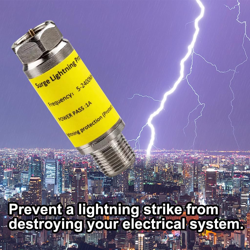 IMUQI Coaxial Surge Lightning Protector for Cable TV, 75 Ohm, 5-2400MHz, Yellow, Polycarbonate Material