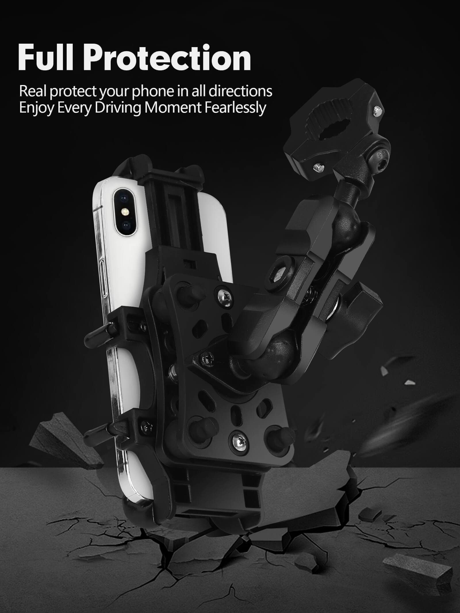 Zidiyoruo Motorcycle Atv Phone Holder, Aluminum Heavy Duty Phone Mount For Motorcycle Universal 7/8'' 9/8'' Handlebars, Fit For