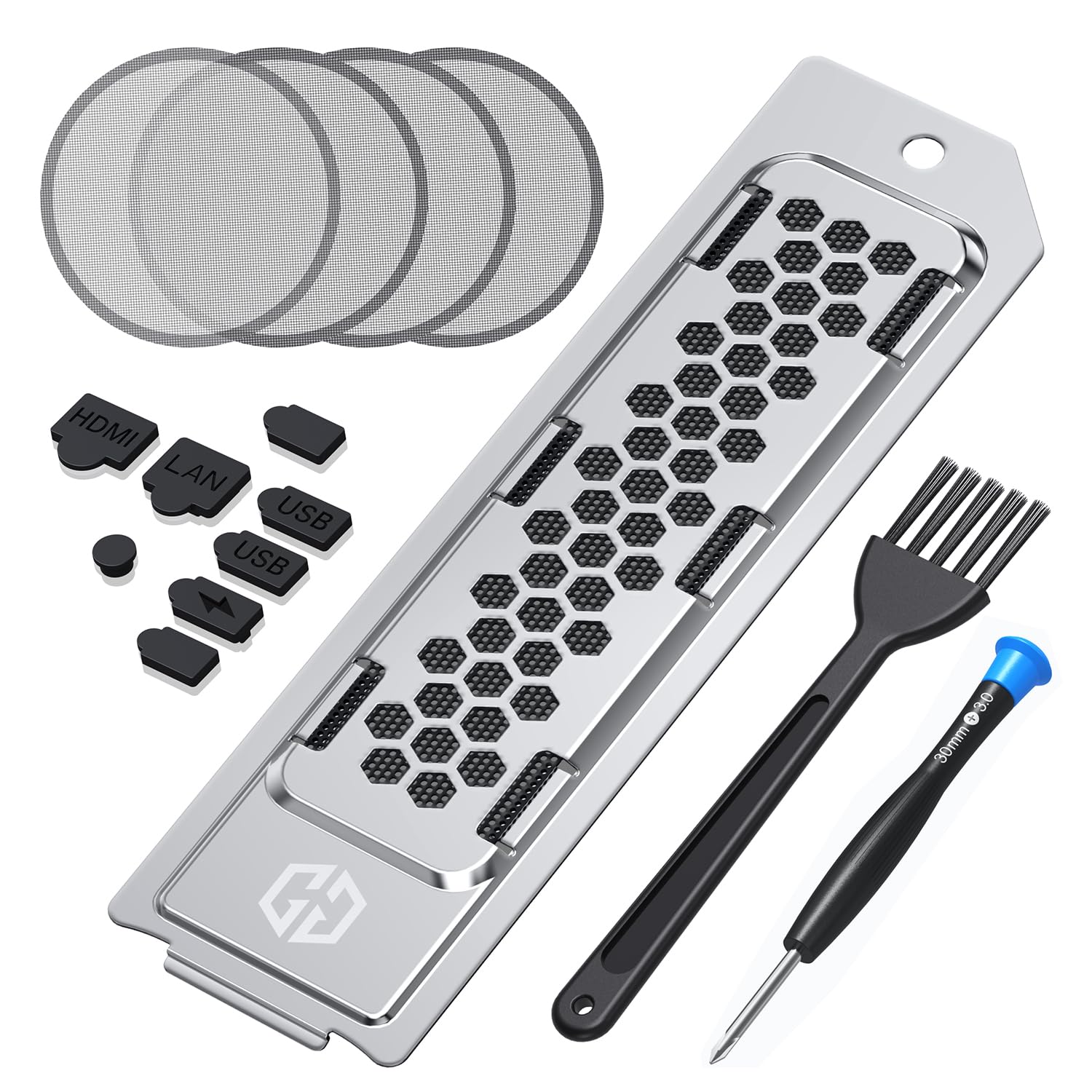 GRAUGEAR Cooling & Dust Protection Upgrade for PS5 Pro/PS5 Slim, PS5 Pro/Slim M.2 SSD Heatsink Cover with Fan Dust Filter and Po
