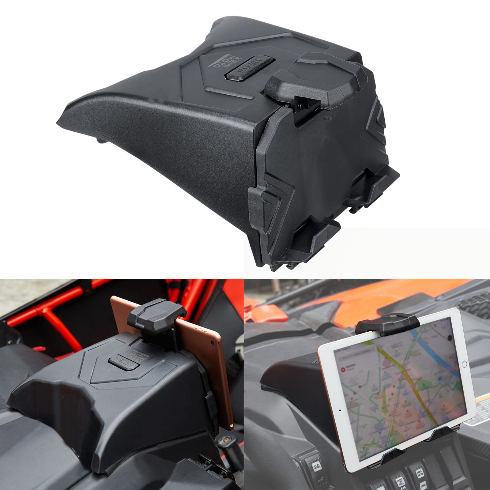 Kemimoto X3 Device Tablet Holder Storage Mount Compatible With 2017 2024 Can Am Maverick X3 / X3 Max Ds Mr Rc Turbo R, 715002874