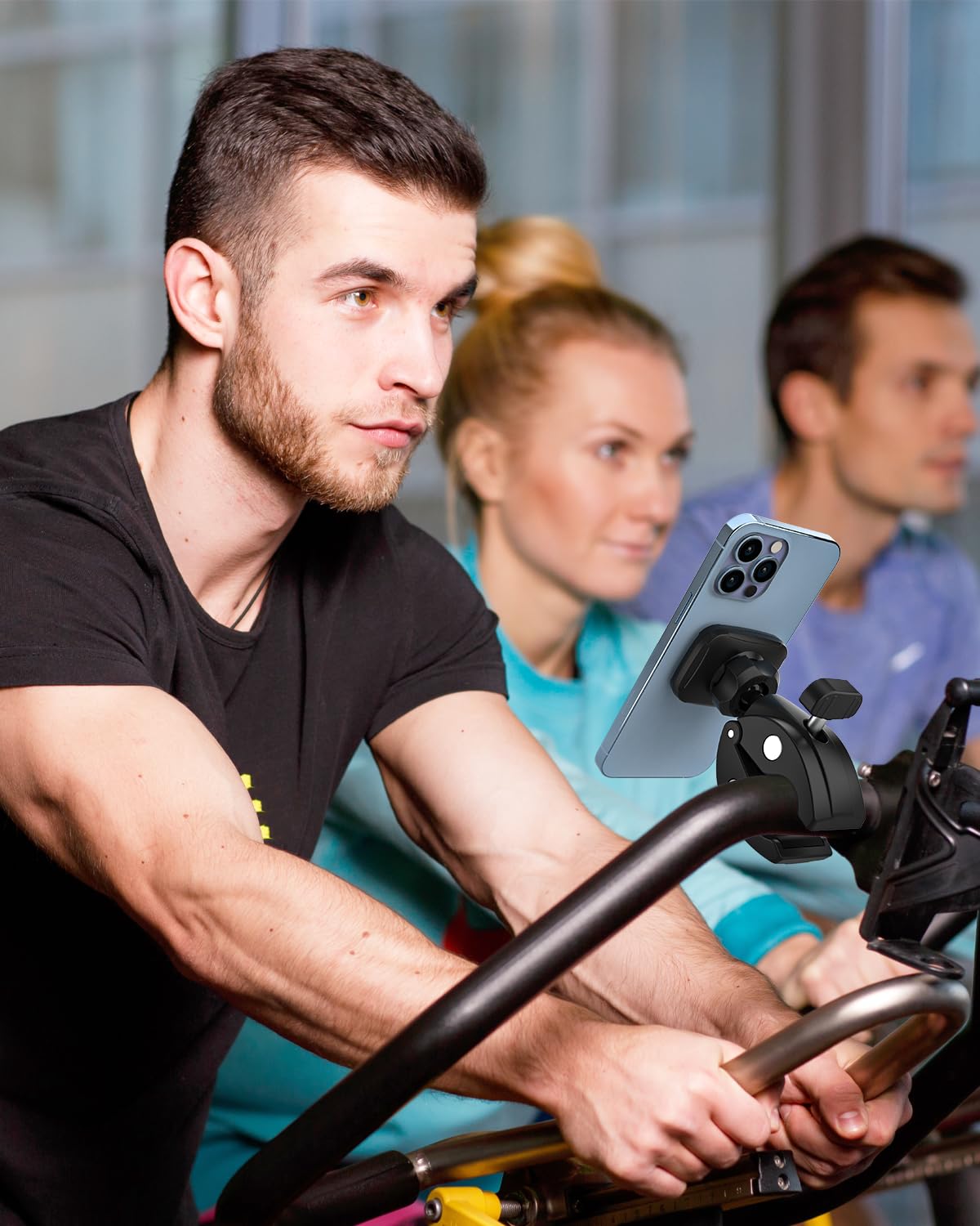 Woleyi Magnetic Spin Bike Phone Holder, Phone Mount For Exercise Bike, Stationary Bicycle, Treadmill, Stroller, Elliptical, Micr