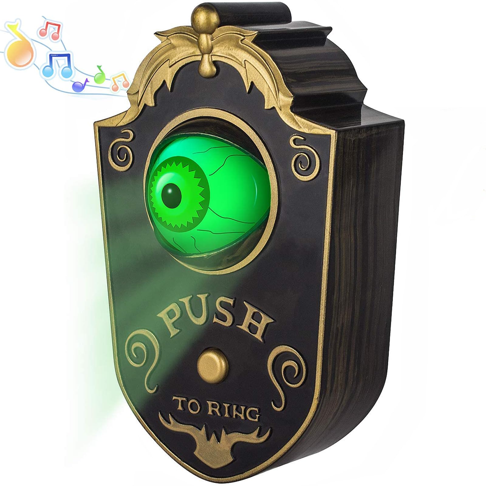 Kizbruo Halloween Decoration For Indoor & Outdoor, Talking Doorbell For Halloween Decor With Lightup Eyeball, Animated Haunted H