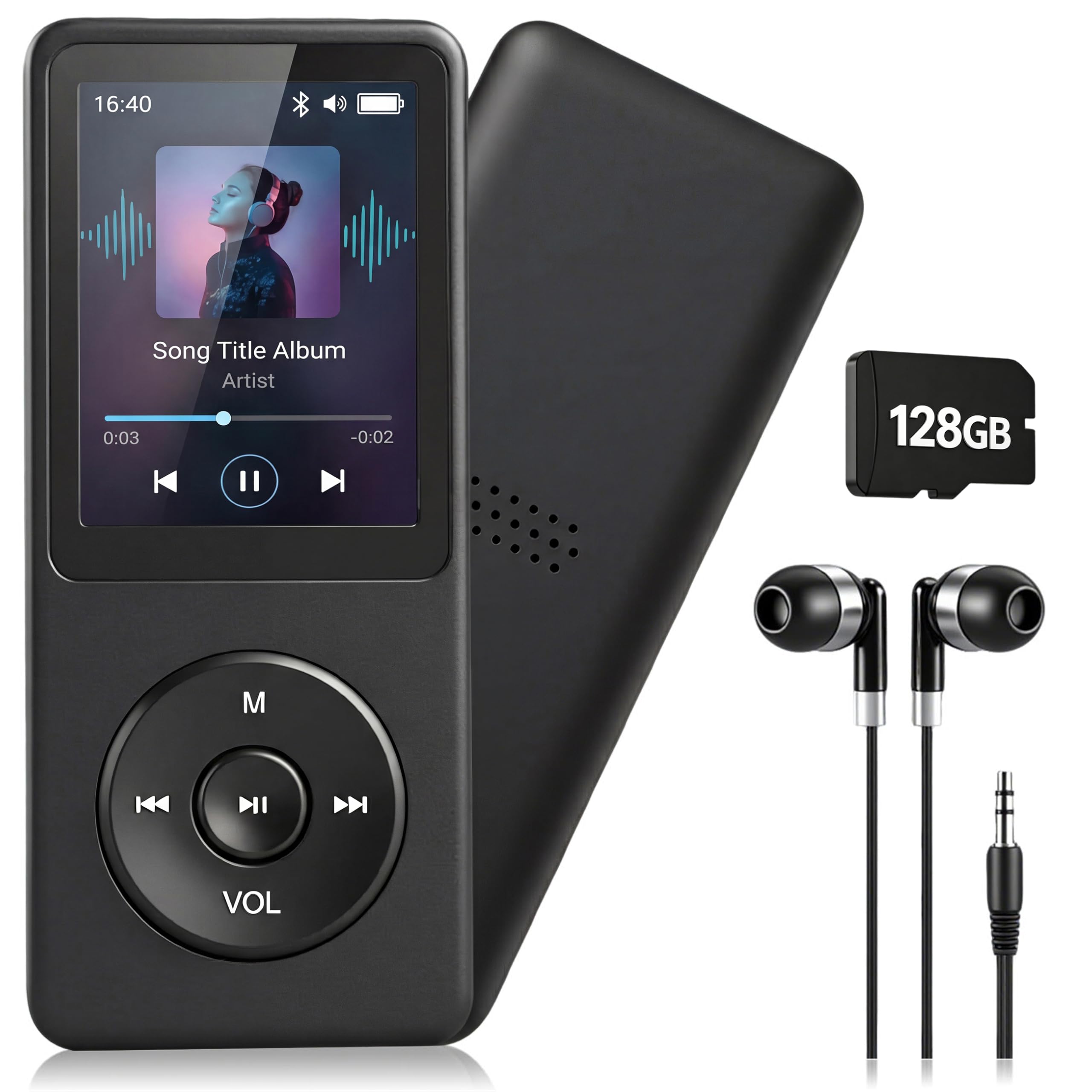 128GB MP3 Player with Bluetooth 5.3 Earphones Included