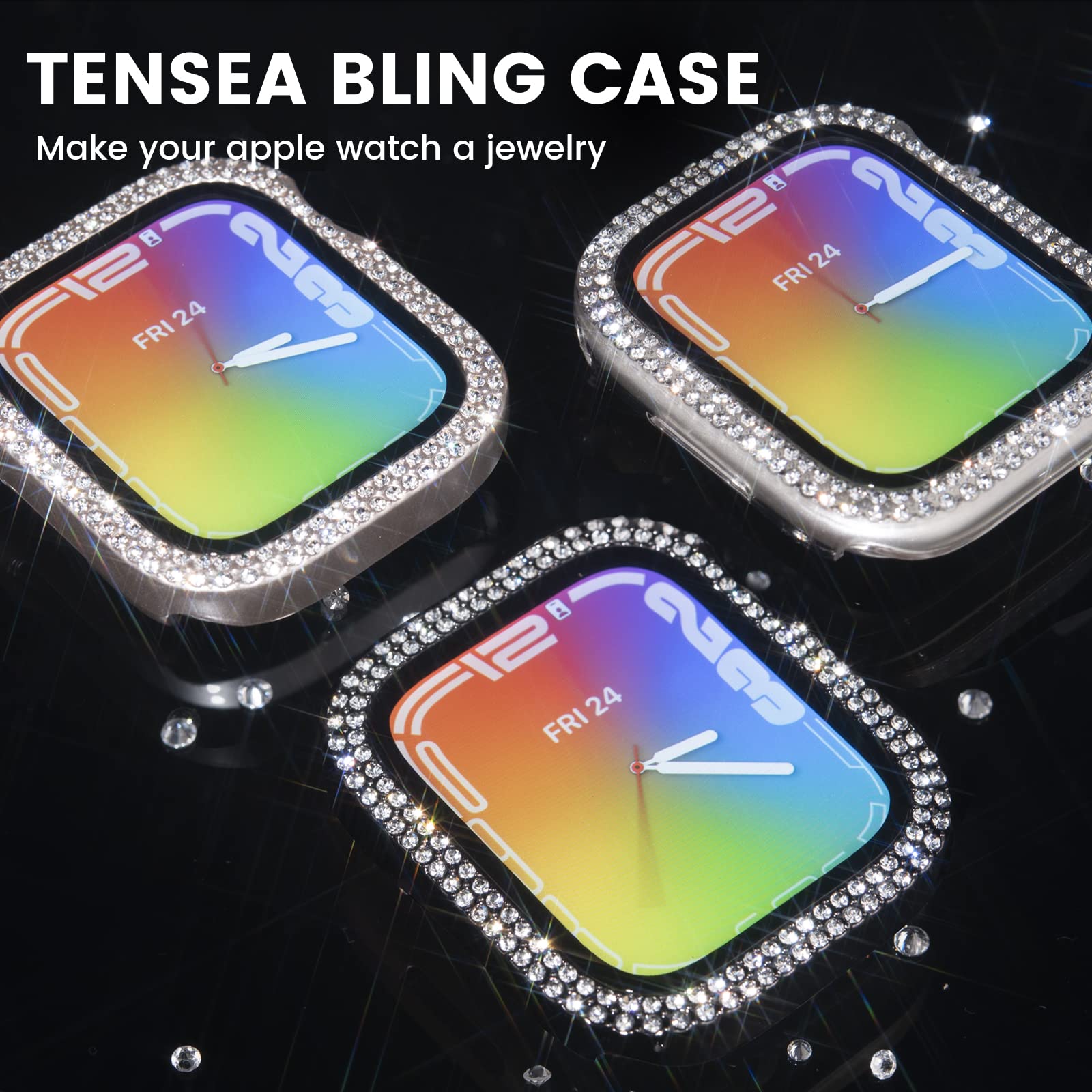 Tensea [3Pack For Apple Watch Screen Protector Case Se 2Nd Generation 6 5 4 40Mm Accessories, Iwatch Hard Diamond Bumper Case Bu