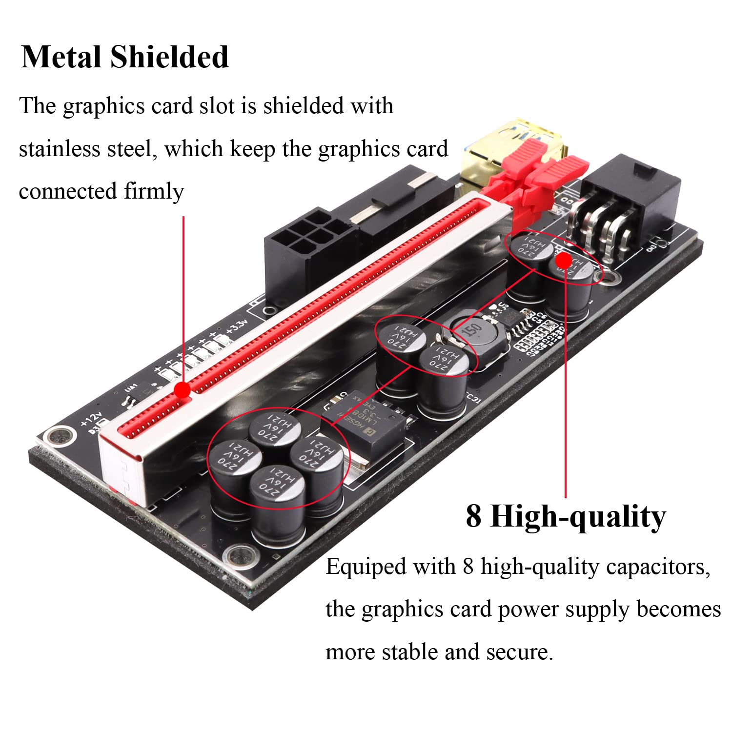 Btbcoin 6 Pack Pci E Riser 010S Gpu Riser Adapter Card Pci Express 1X To 16X Riser Card With 8 Solid Capacitors For Bitcoin Ethereum Mining