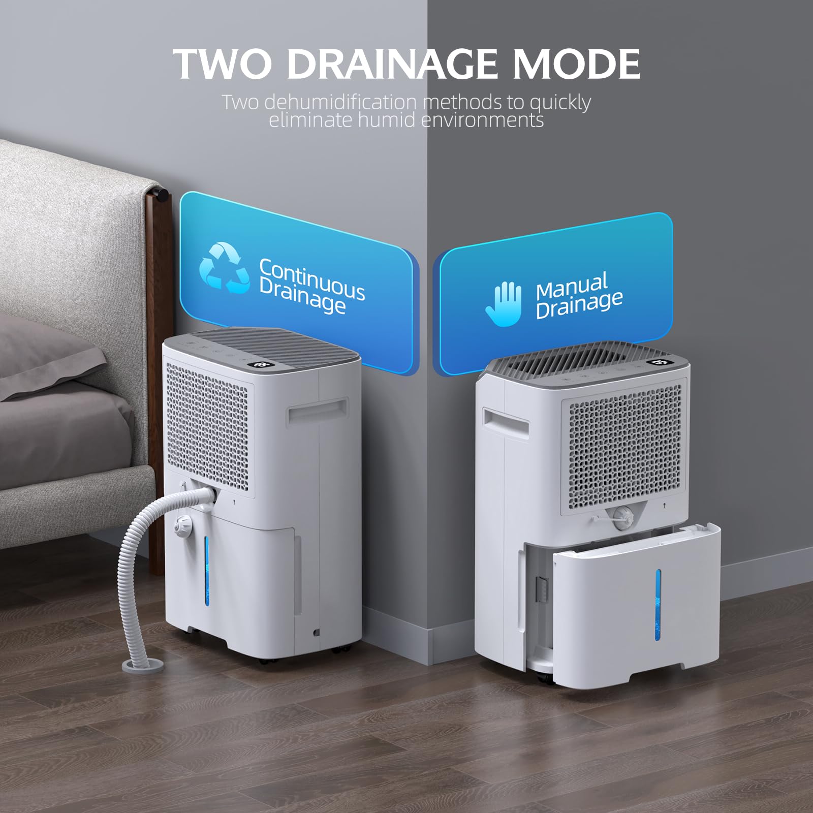 Bbianlyy 4500 Sq.Ft 50 Pints Energy Star Certified Dehumidifier For Home With Drain Hose,Intelligent Humidity Control, 4 Operati