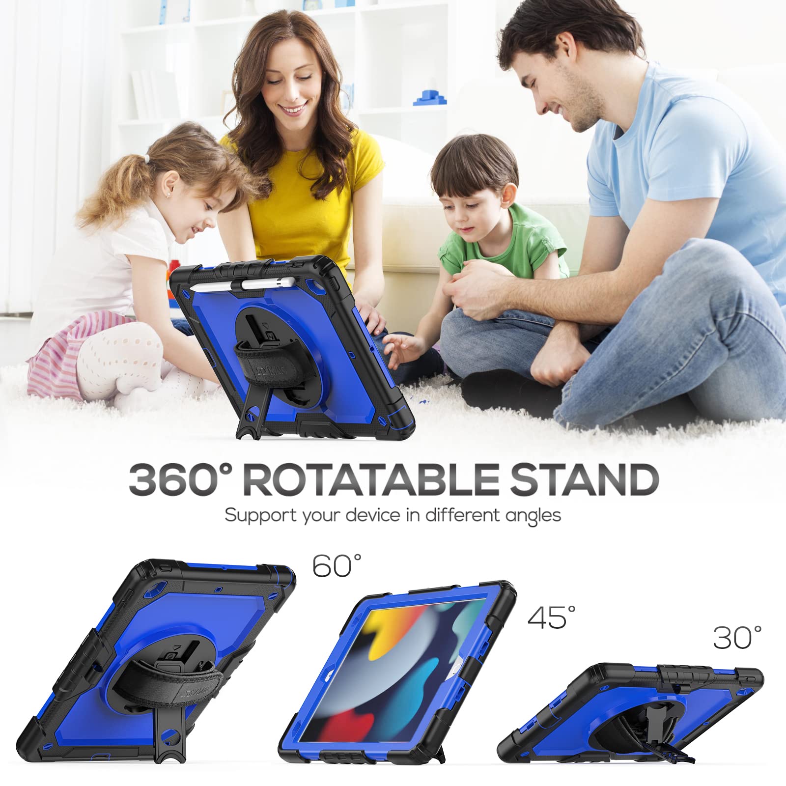 Seymac Ipad 9Th/ 8Th/ 7Th Generation Case 10.2'' 2021/2020/2019, Full Body Shockproof Heavy Duty Protective Case With Screen Pro