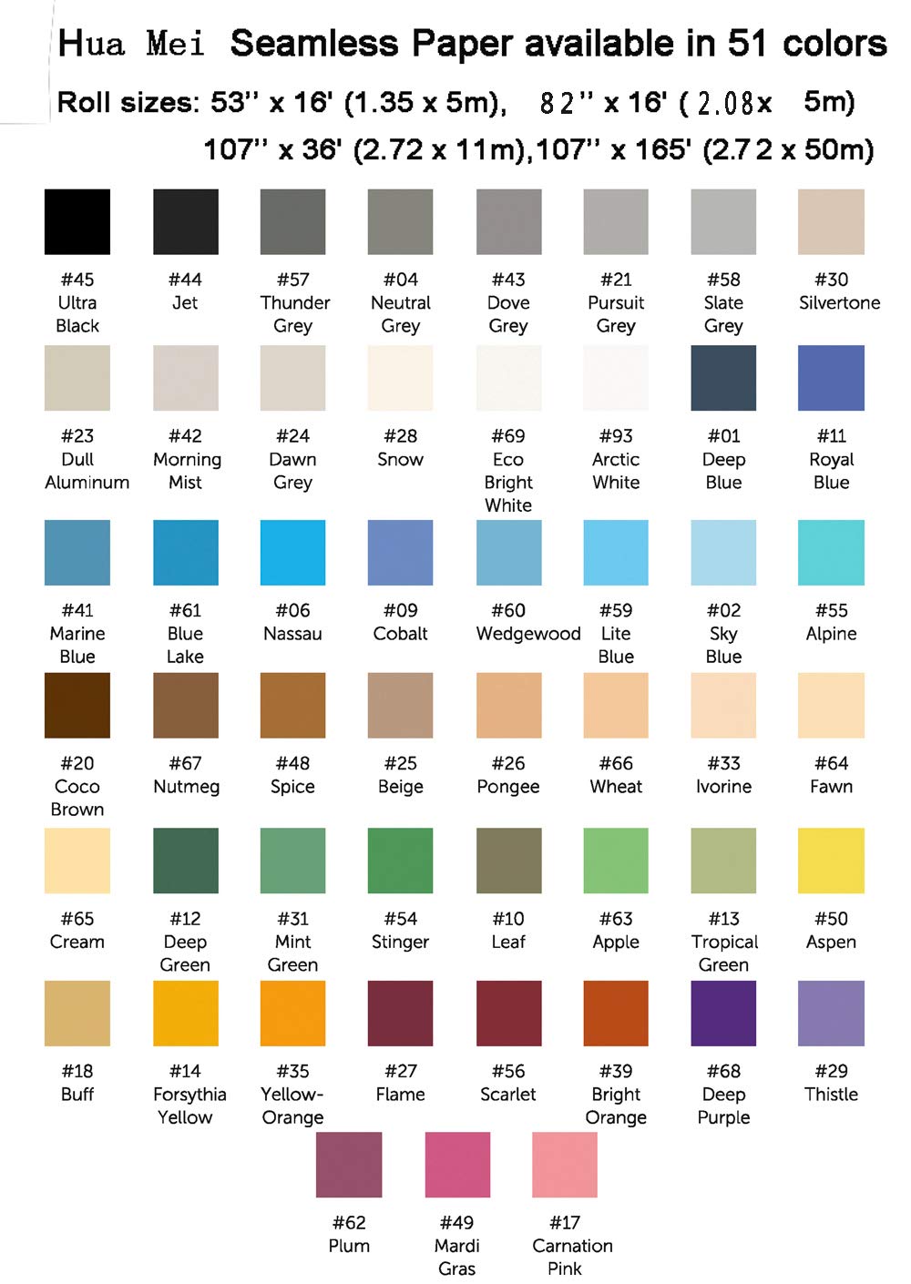 Huamei Seamless Photography Background Paper, Photo Backdrop Paper 53 Inches Wide X 16 Feet, 69 Eco Bright White (135569)