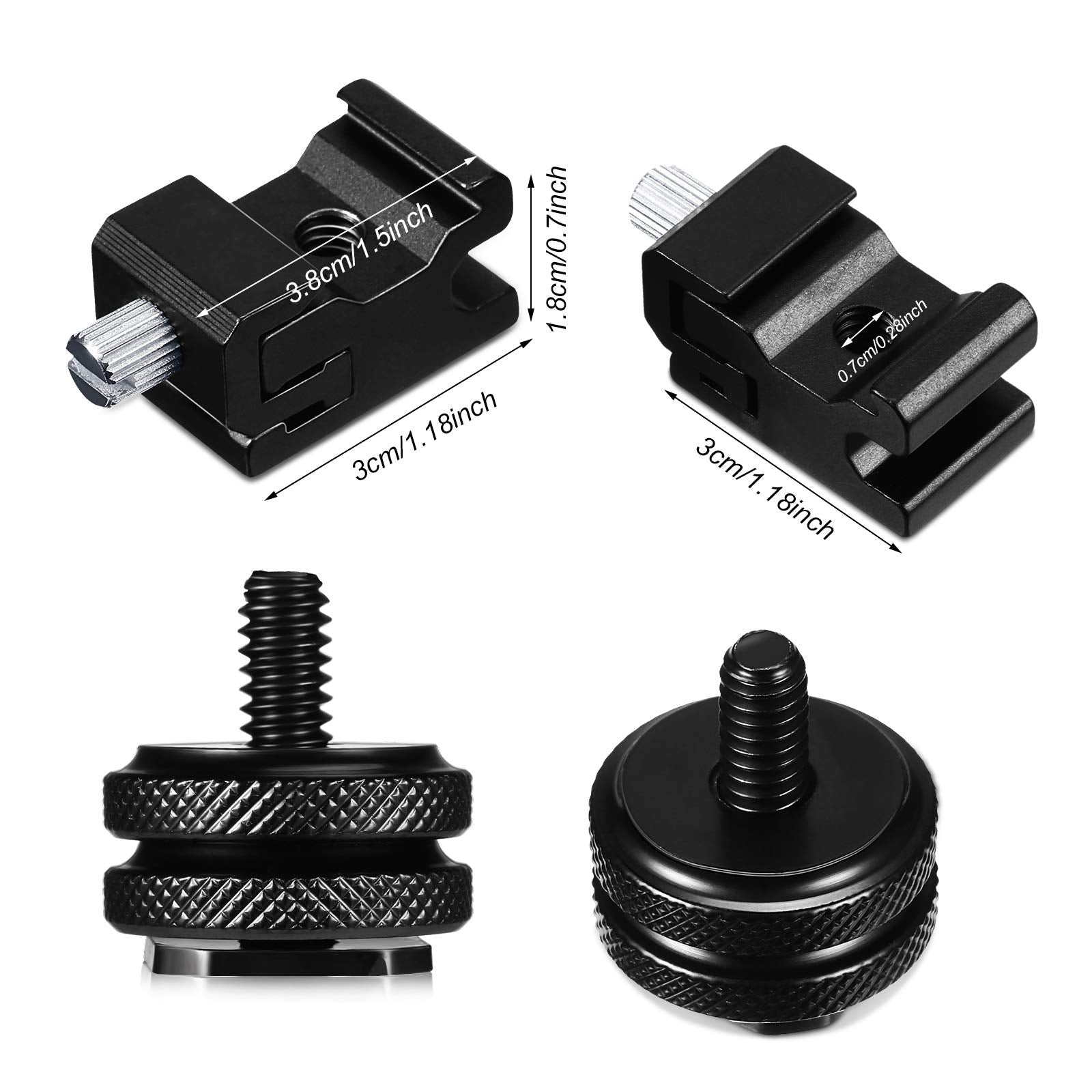 8 Pieces 1/4 Inch Cold Shoe Mount Adapter And Hot Shoe Flash Stand Adapter Kit For Dslr Camera Rig, Camera Flash Shoe Mounts For