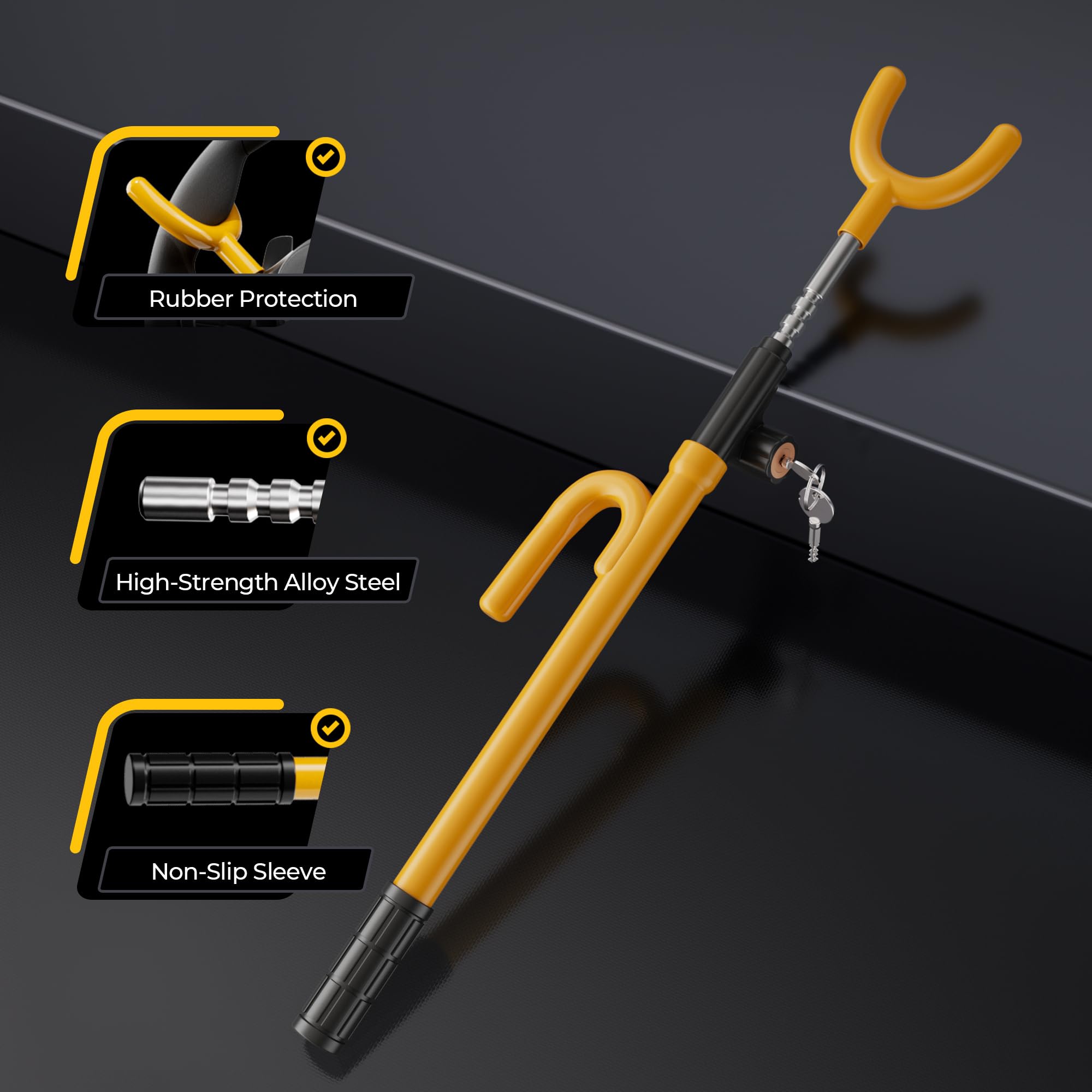 Surdoca Upgraded Car Steering Wheel Lock Anti-Theft Device, Steering Wheel Locks For Car Suv Van, Easy Installation, Rubber Prot