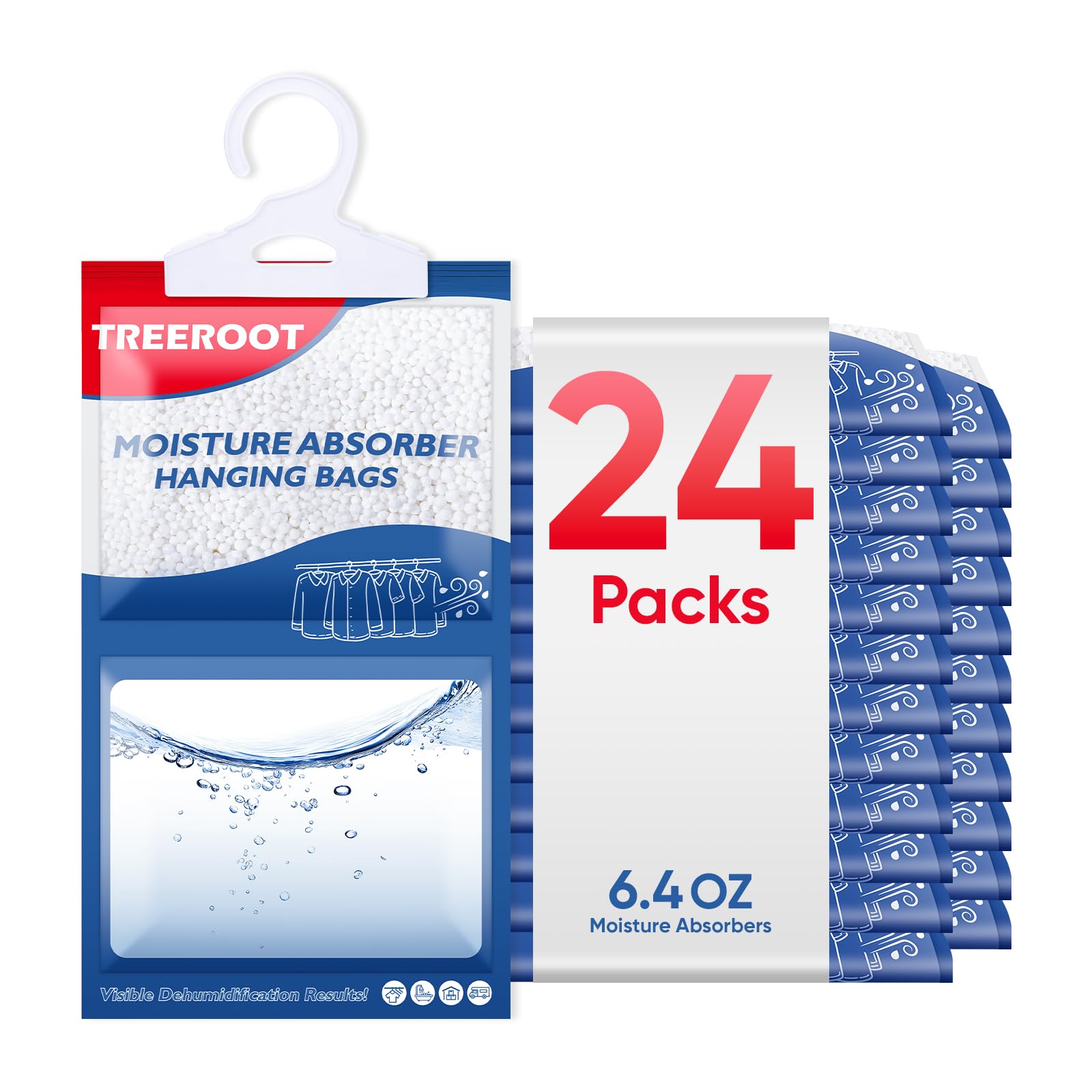 24 Moisture Absorbers for Closet, 6.4oz Humidity Absorber,Dehumidifier Bags