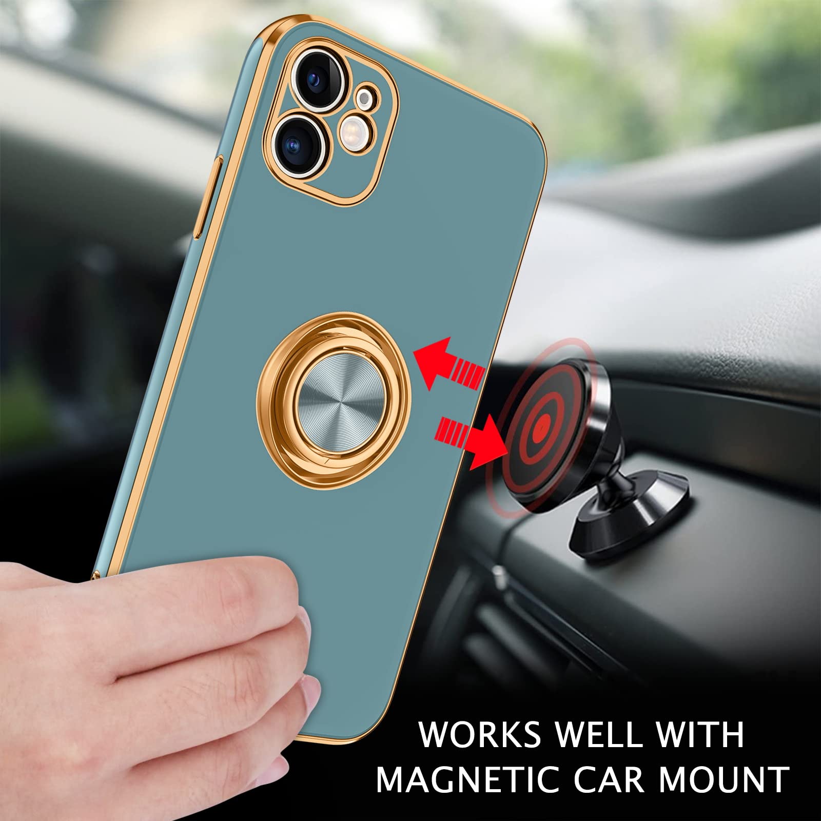 Bentoben Compatible With Iphone 12 Mini Case With 360    Ring Holder, Shockproof Kickstand Support Car Mount Women Men Non Slip