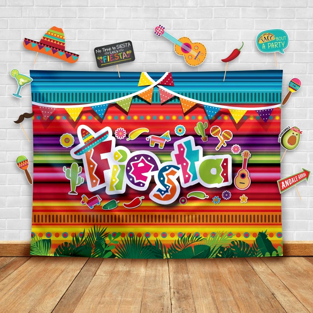 Fiesta Theme Photography Backdrop & Studio Props Kit, Cinco De Mayo Party Decorations, Mexican Photo Booth Background For Pictur
