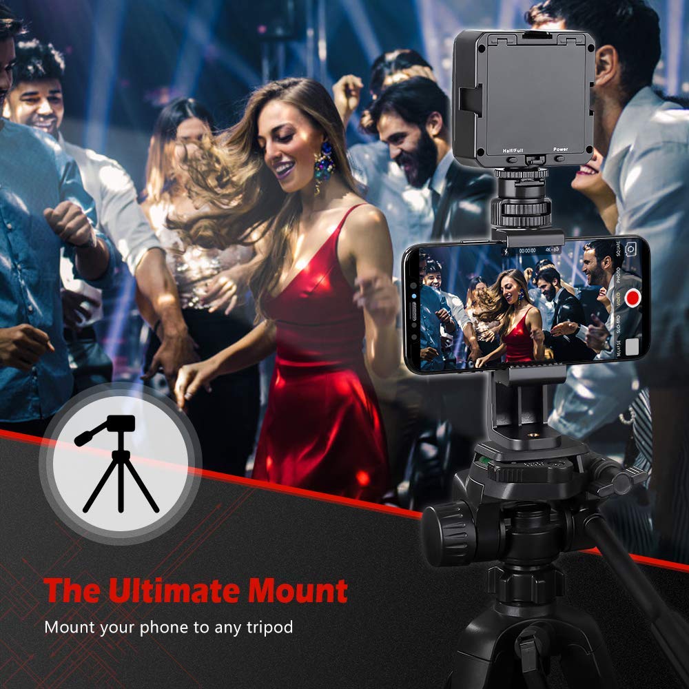 Zeadio Tripod Smartphone Mount, Cell Phone Holder Adapter Clamp With Cold Shoe Mount, Selfie Stick And Monopod Adjustable Clamp, Fits For All Iphone And Android Smartphones