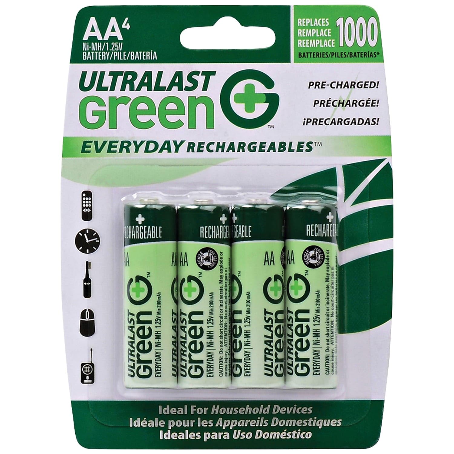 Ultralast Ulged4Aa Aa Green Precharged Ready To Use Rechargeable Batteries   4 Pack