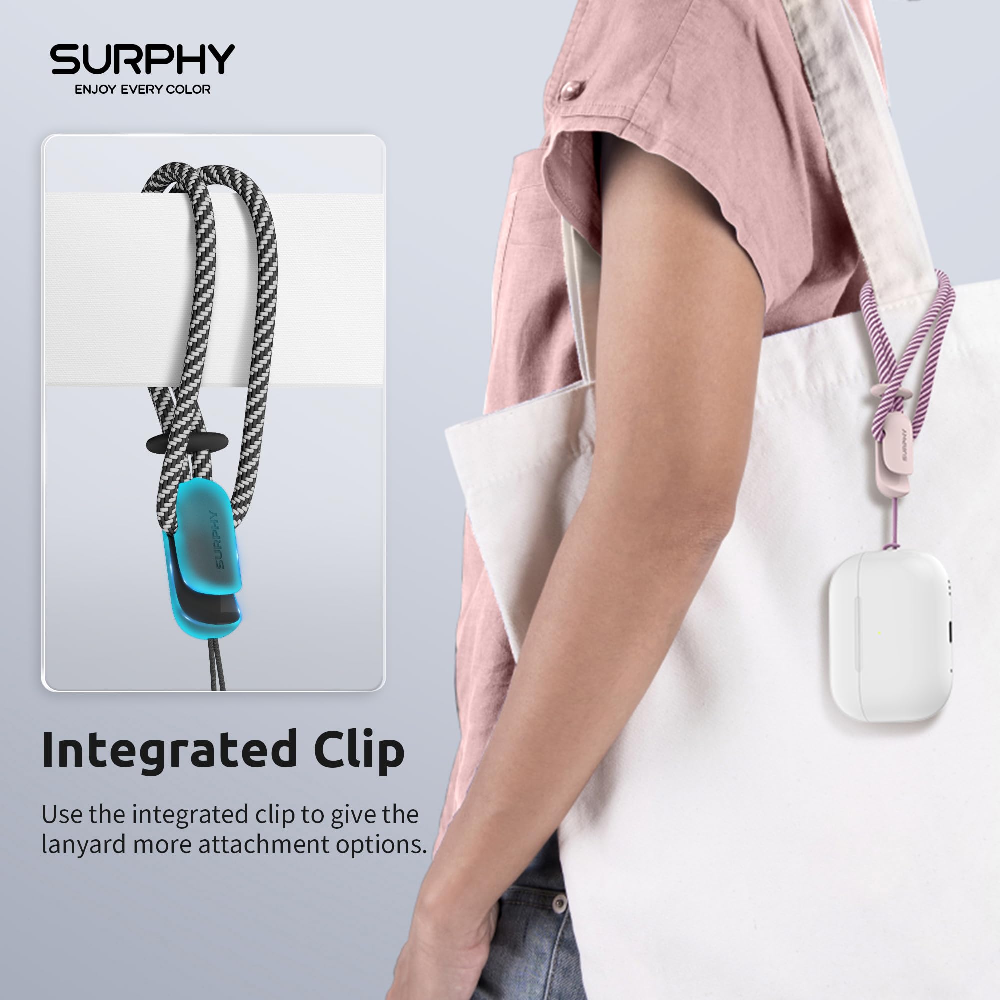 SURPHY Phone Lanyard 2 Pack, Anti Theft Wrist Strap, Nylon, Small, Pink & Black