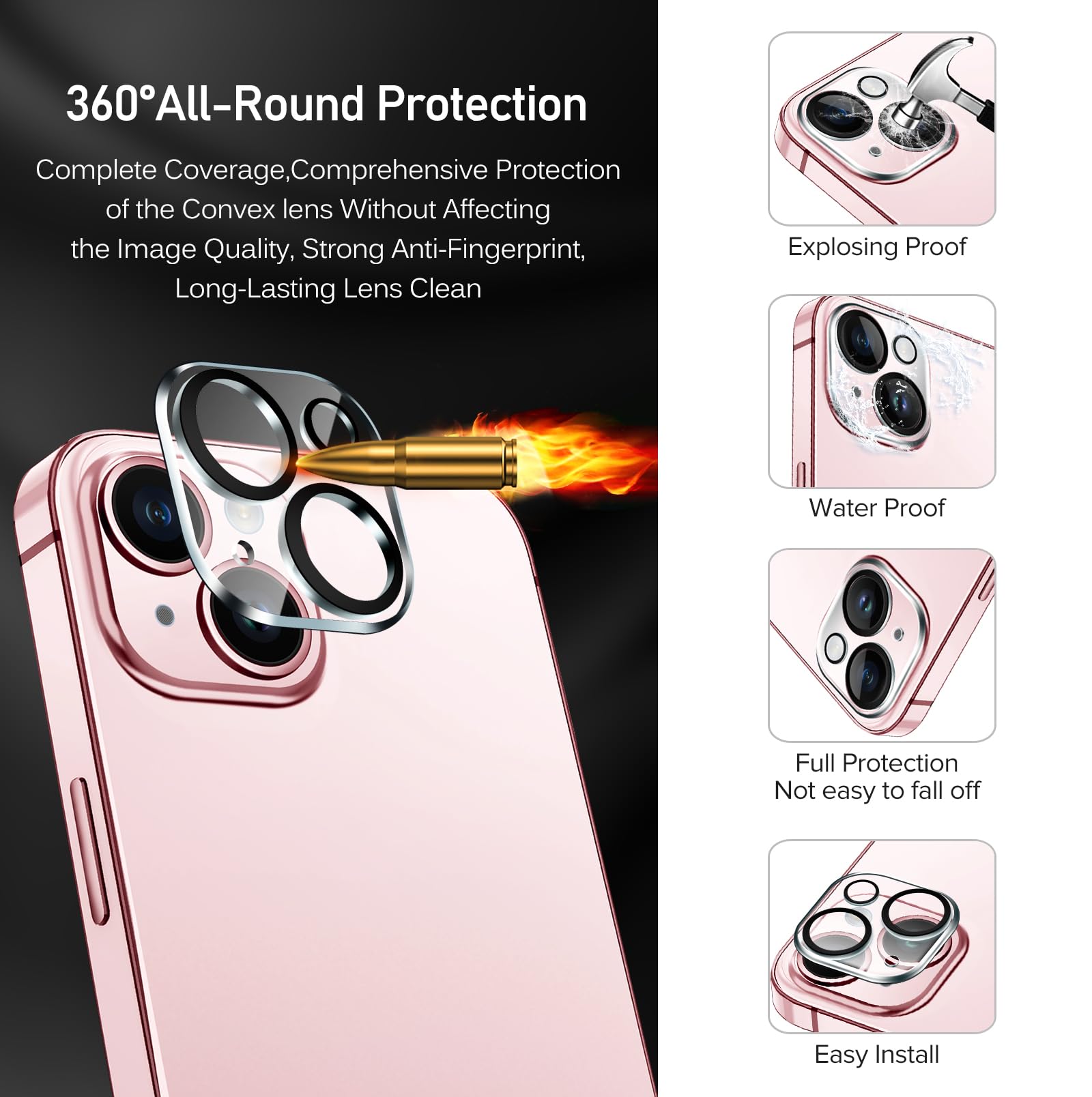 Ivoler 3+3 Pack Tempered Glass For Iphone 15 Screen Protector 6.1'' [3 Pack] With [3 Pack] Camera Lens Protector With [Alignment