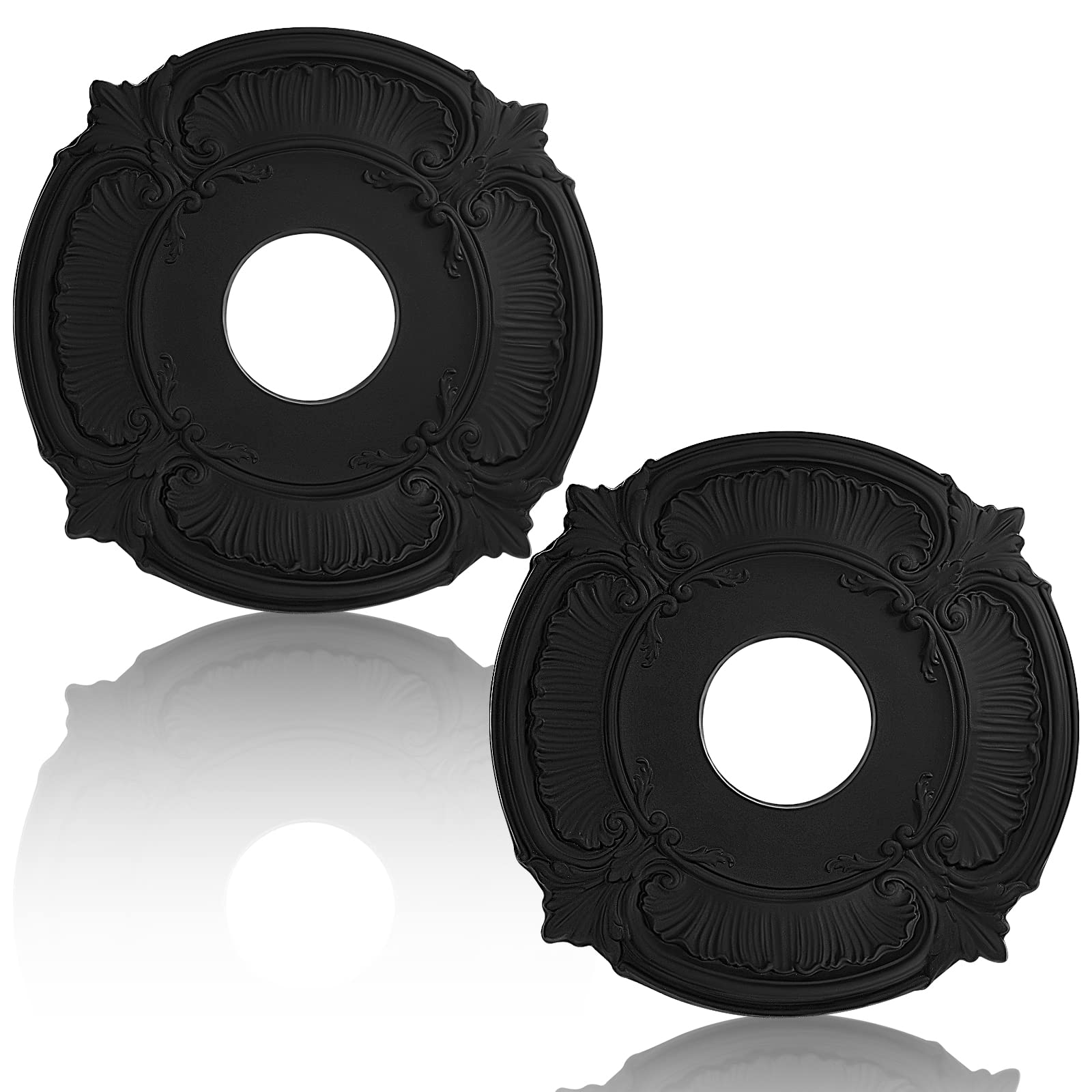 2 Pieces Pu Ceiling Medallion Decorative Ceiling Fan Medallion Round Home Lighting Ceiling Medallion Ring For Light Fixtures Cei