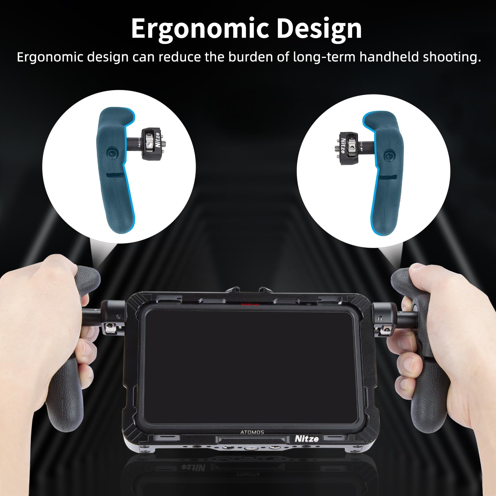 Nitze Side Handle Kit With 1/4' Screw And Detachable Locating Pins, Lightweight Side Handle For Smartphone Cage, Ipad Cage And Monitor Cage   Pa32D