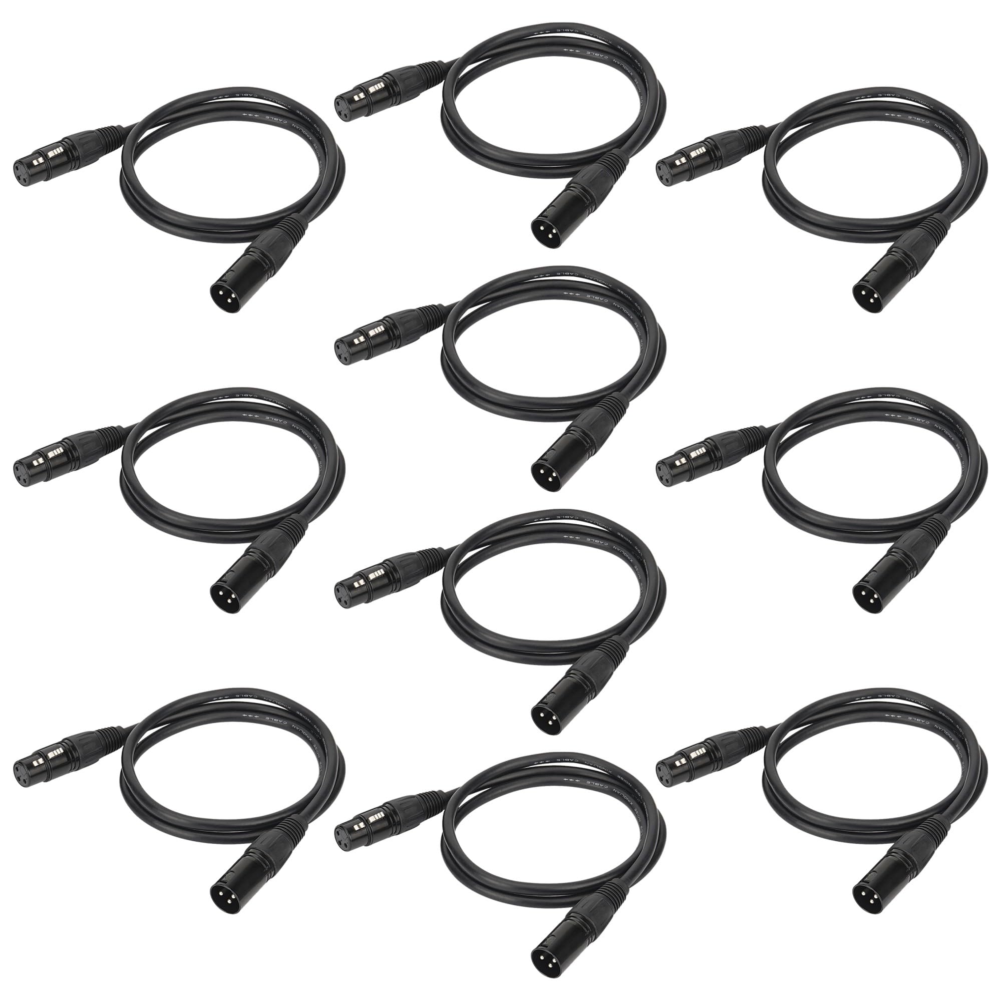 65Ft  2M Dmx Cable, 8Pcs Eyeshot 3 Pin Dmx Cables Dmx Wires, Dmx512 Xlr Male To Female Stage Light Signal Cable With Metal Conne