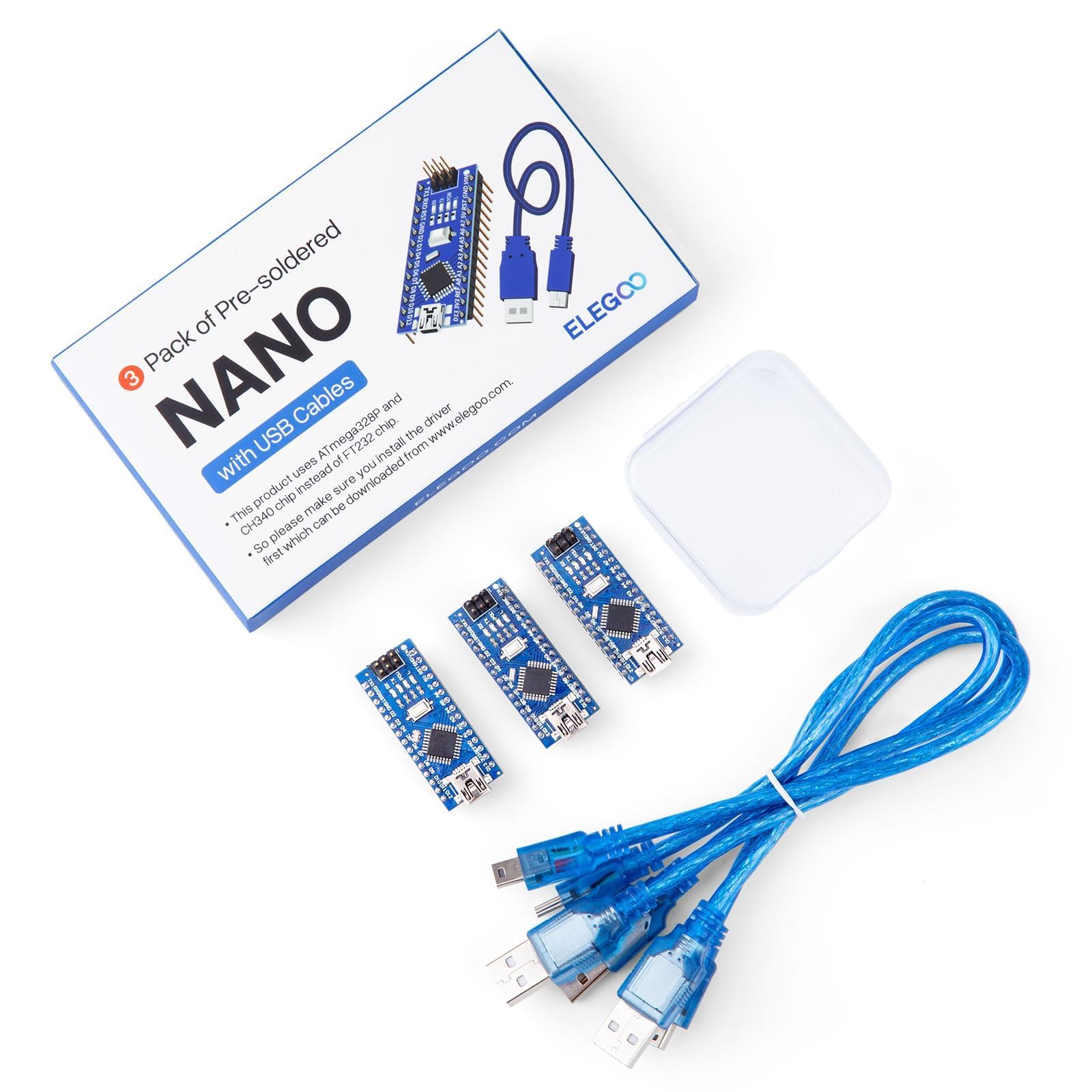 Elegoo Pre Soldered Nano Board Ch 340/Atmega+328P With Usb Cable Compatible With Arduino
