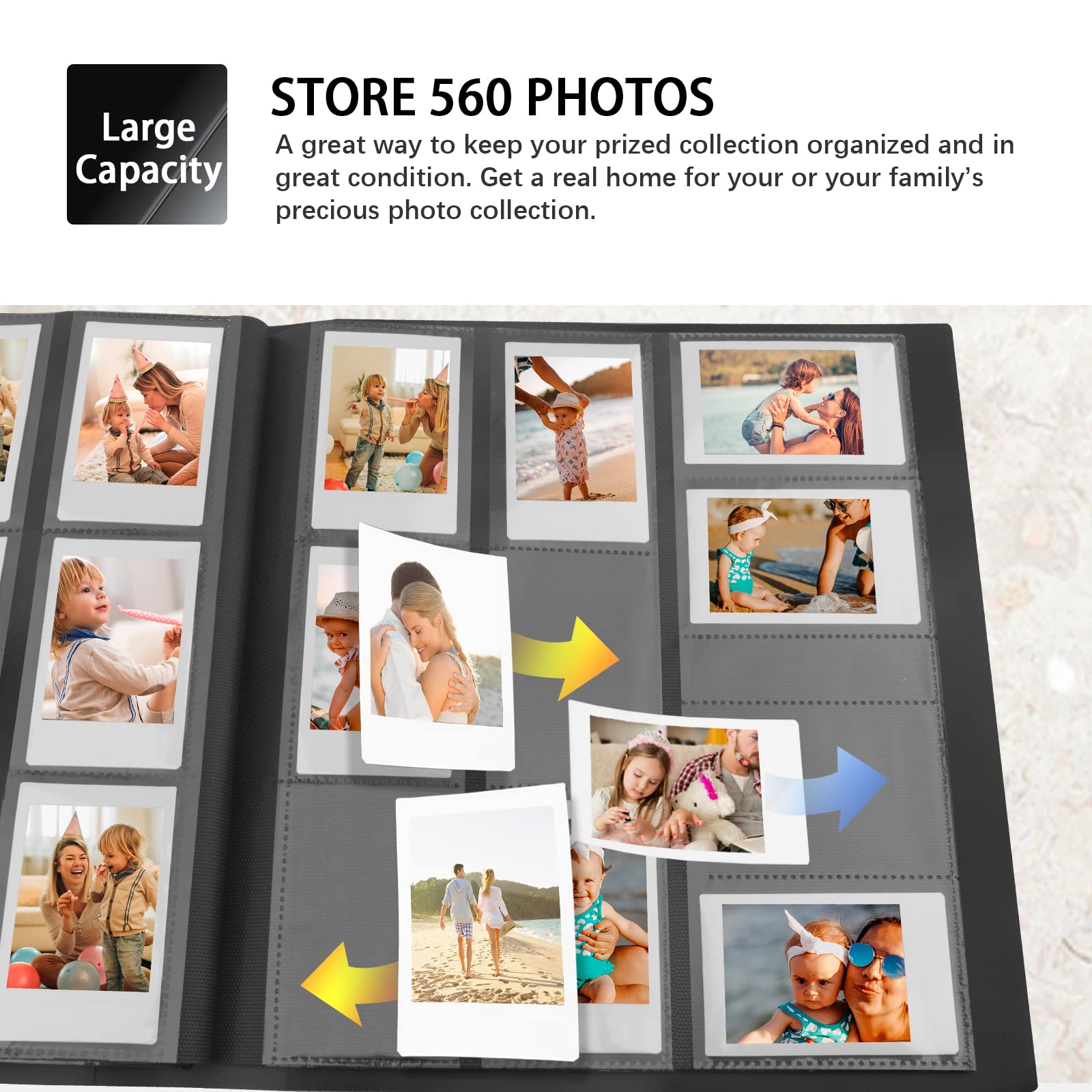 560 Pockets Photo Album For Fujifilm Instax Mini Camera,For Polaroid Mini Instant Camera Film, 2X3 Photo Album Book For Fujifilm Instax Mini 11 12 9 Evo 90 70 40 8 7 Liplay Instant Camera