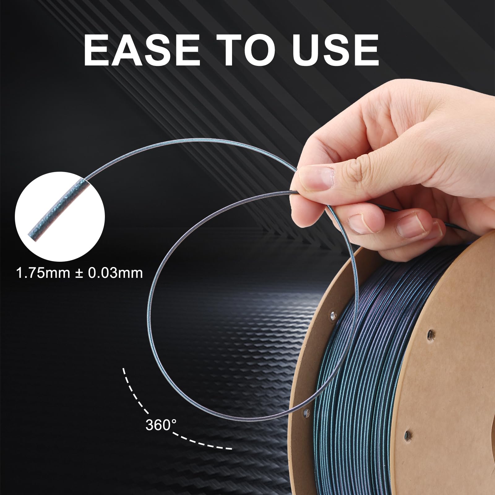 Eryone Glitter Pla Filament For 3D Printer, 1.75Mm +/ 0.03Mm, 1Kg(2.2Lbs)/Spool, Sirius Nebula (Blue)