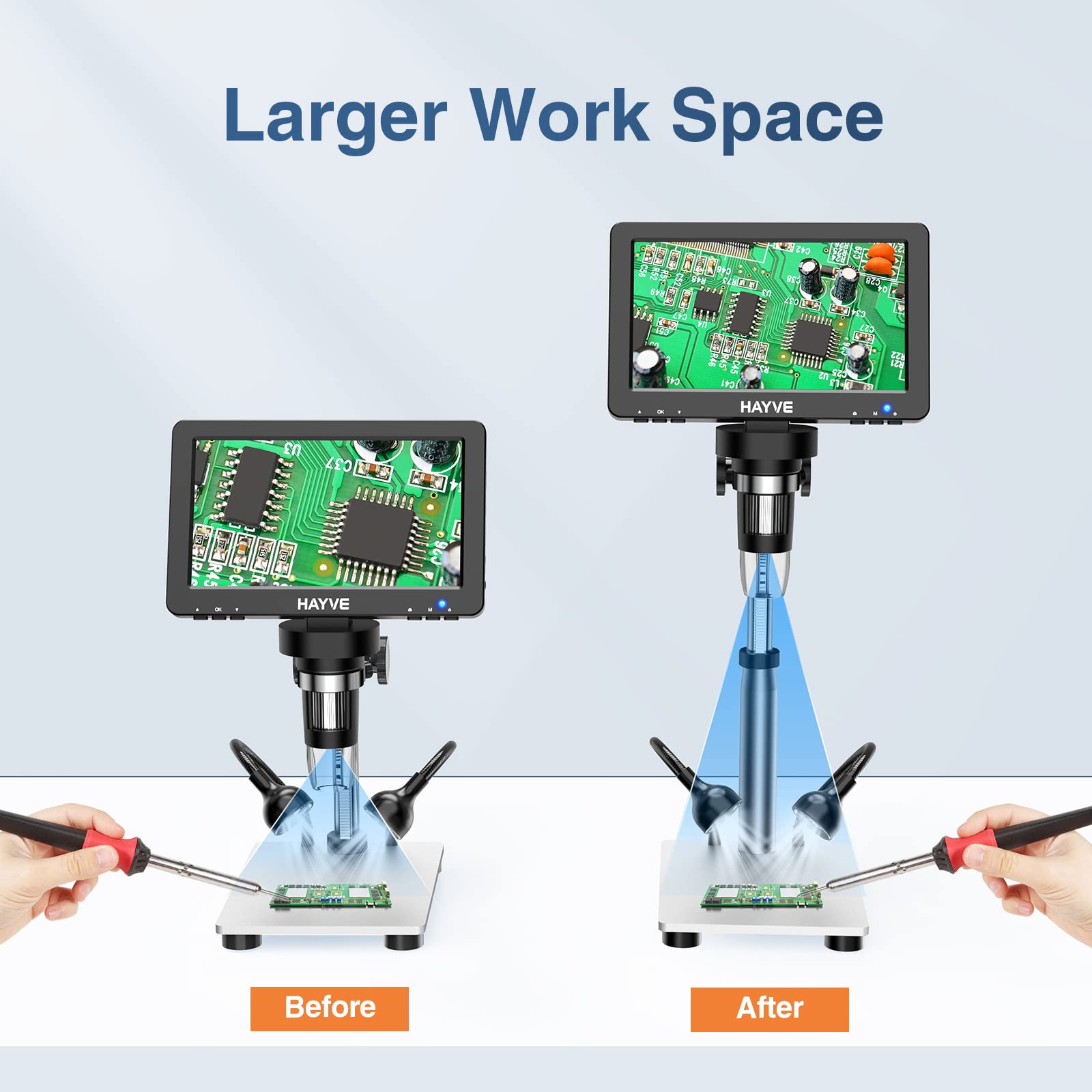 Hayve Digital Microscope Extension Tube, 6Inch Longer Extender Metal Pole For Larger View, View Entire Coin,Compatible With Mode