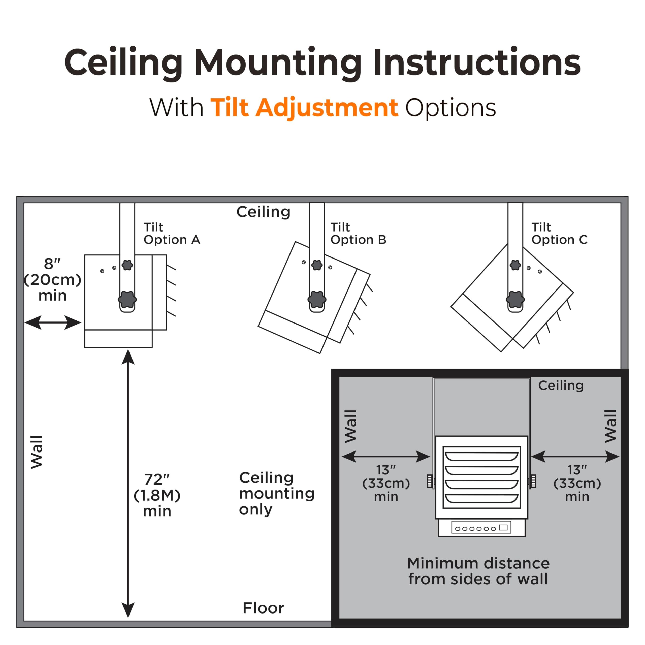 Comfort Zone Hard Wired Ceiling Mount Garage Space Heater With Remote, 7,500 Watt, 240 Volt, Fan Forced, Overheat Protection, Di