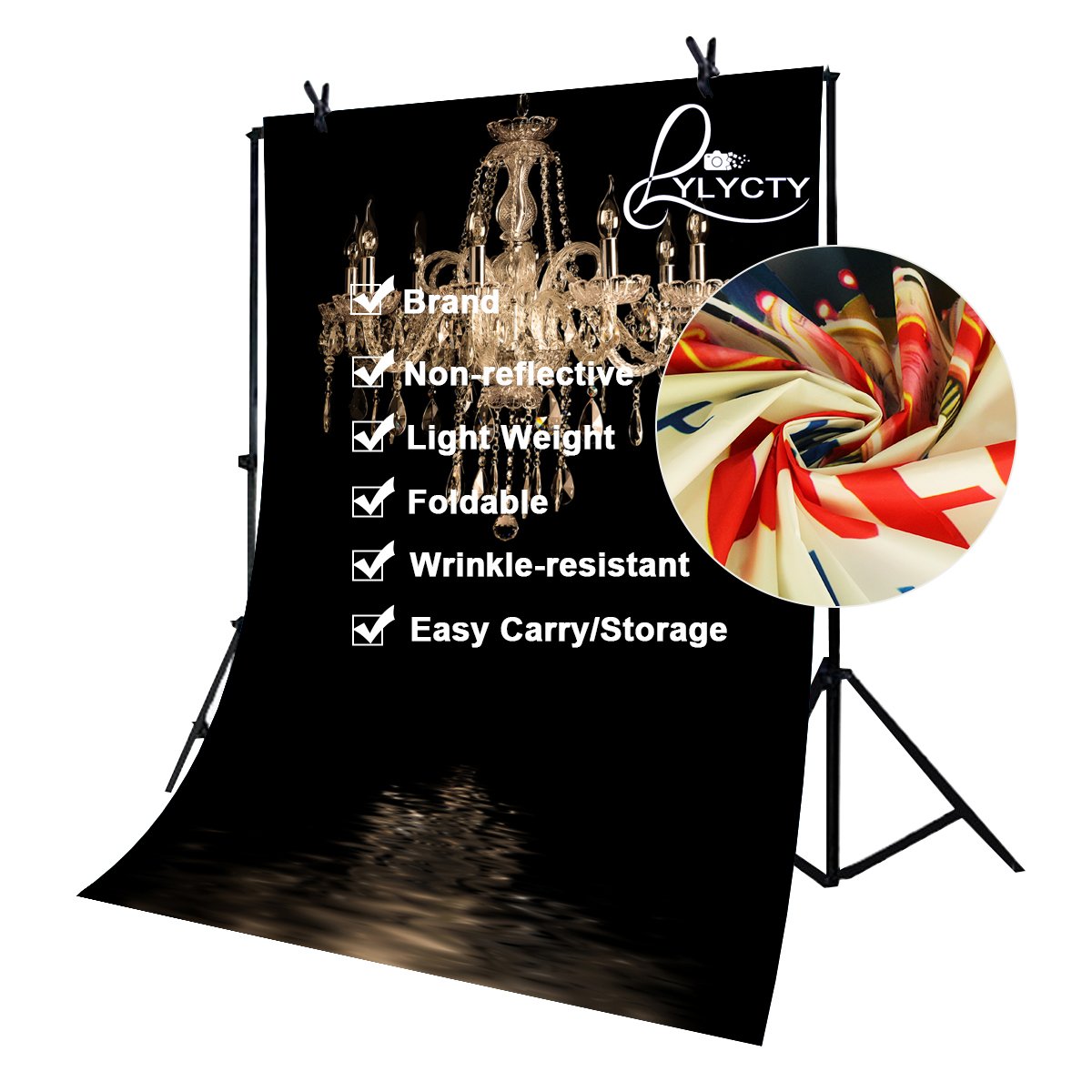 Lylycty 5X7Ft Luxurious Chandeliers Photography Background European Gorgeous Crystal Chandelier Black Backdrop Studio Props Indoor Decorations Ly024