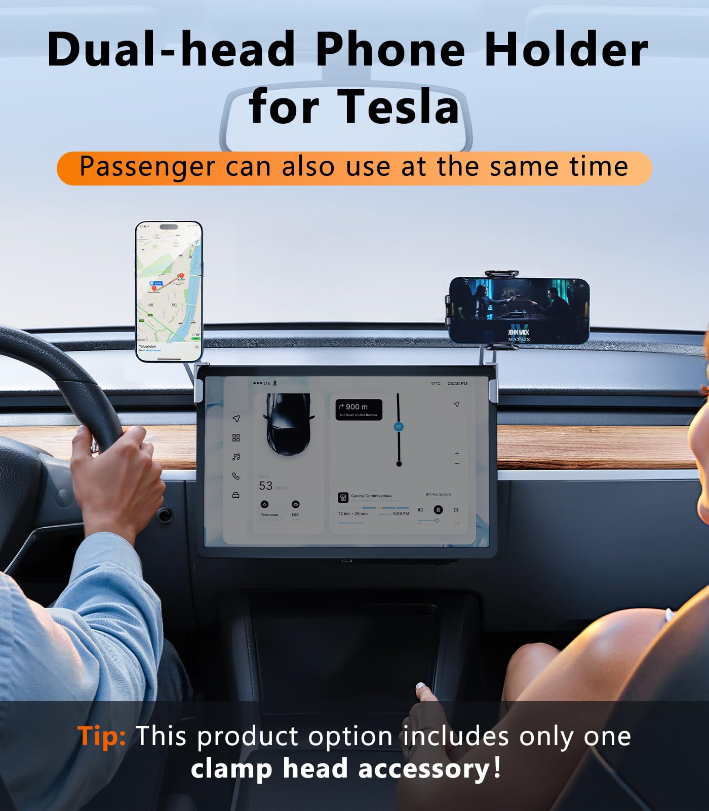 Dicmky Universal 17Mm Ball Mount Phone Holder Clamp For Car Mount Replace [Dual Head Screen Phone Holder Clip Head Accessory]