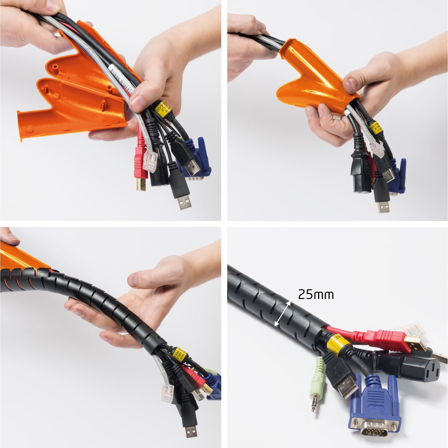 D Line Cable Zipper Cord Tube Organizer With Zip Tool, Cable Management Sleeve, Cover For Long Wire Runs, 1 Inch Diameter (8.2 F