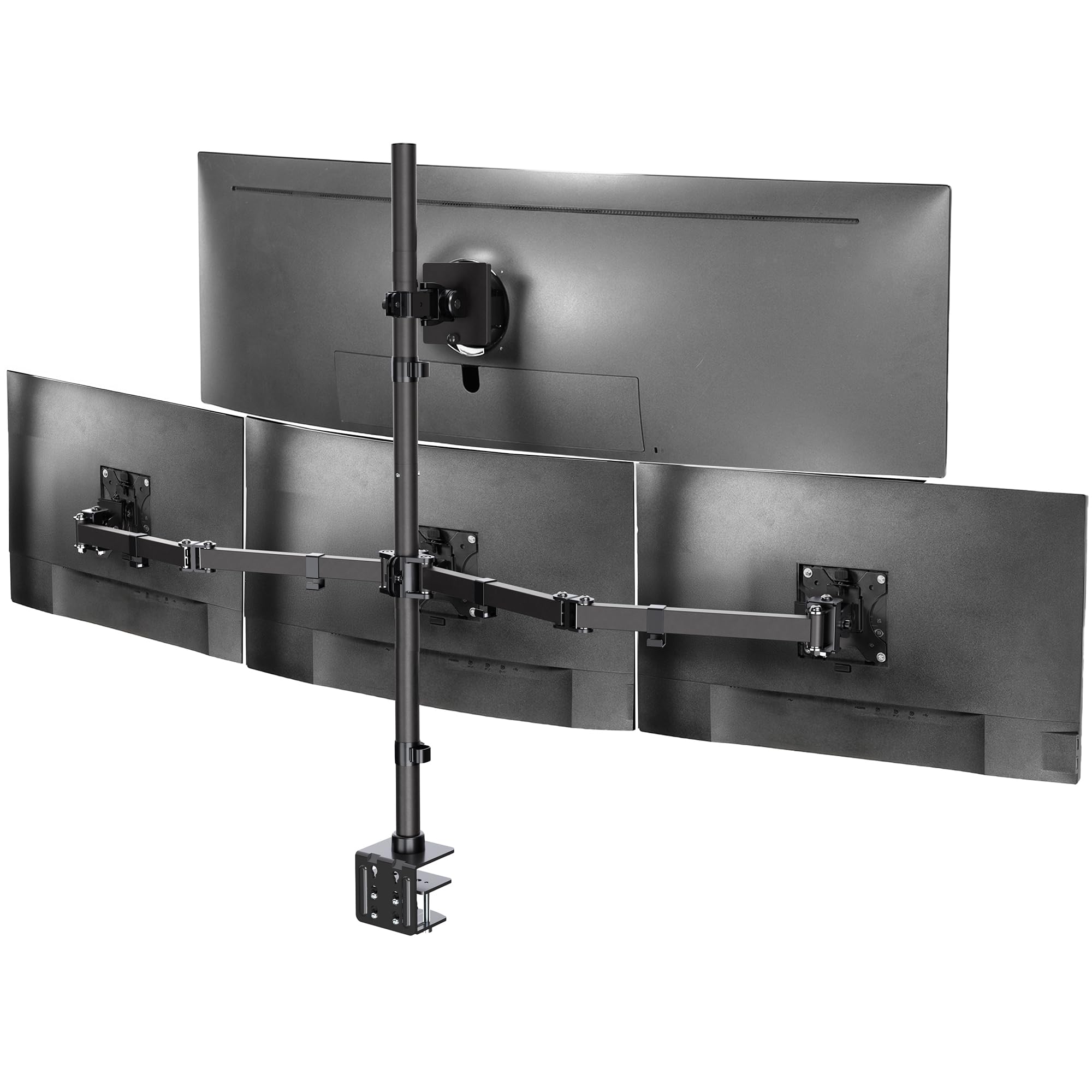 VIVO Quad Monitor Extra Tall Desk Mount for up to 49 inch Ultrawides on Top Bracket and 27 inch Screens on Lower Brackets, Holds