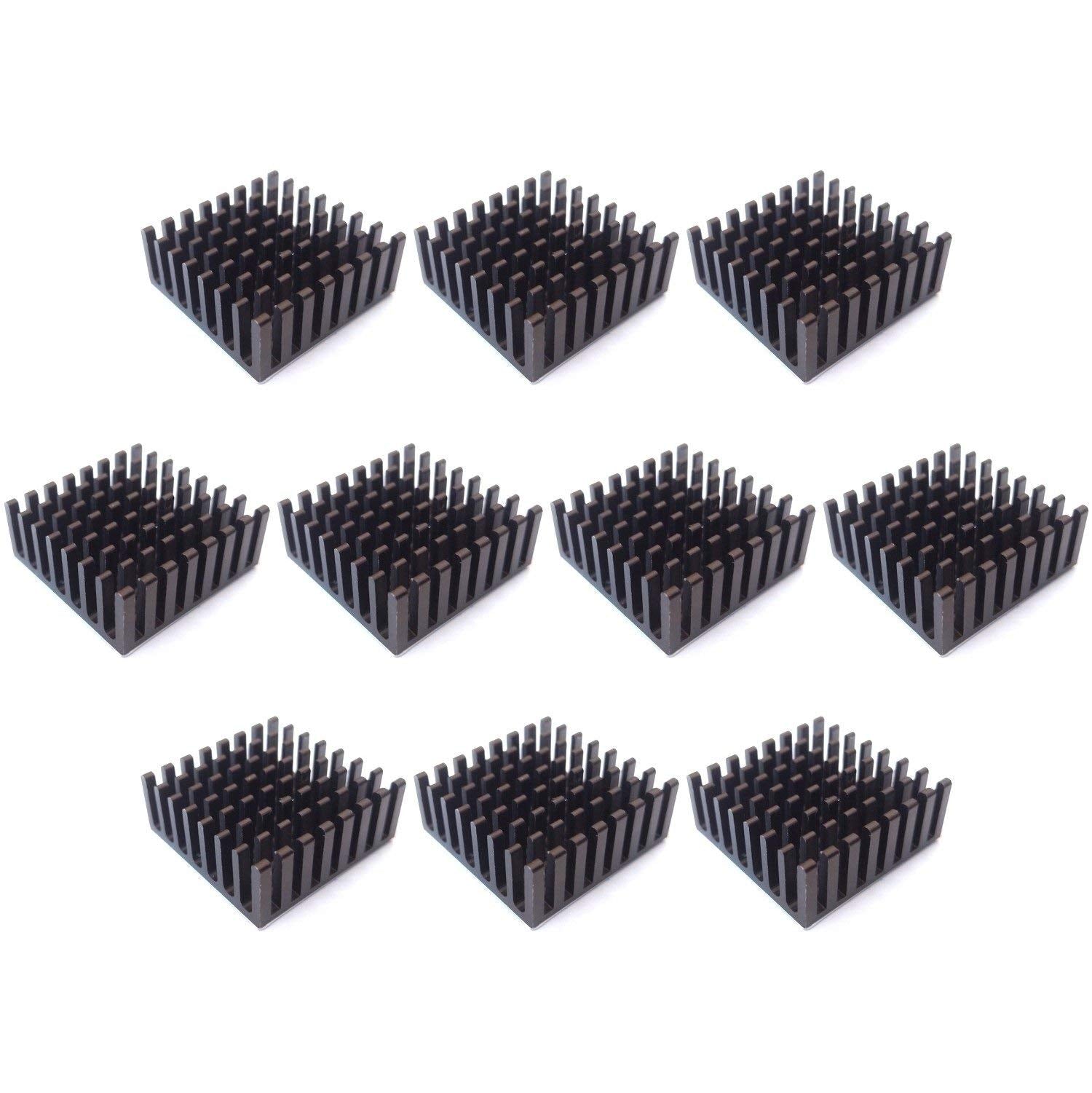 Easycargo 10Pcs 25Mm Heatsink Kit 25X25X10Mm + 3M 8810 Thermal Conductive Adhesive Tape, Cooler Aluminum Heat Sinks For Cooling